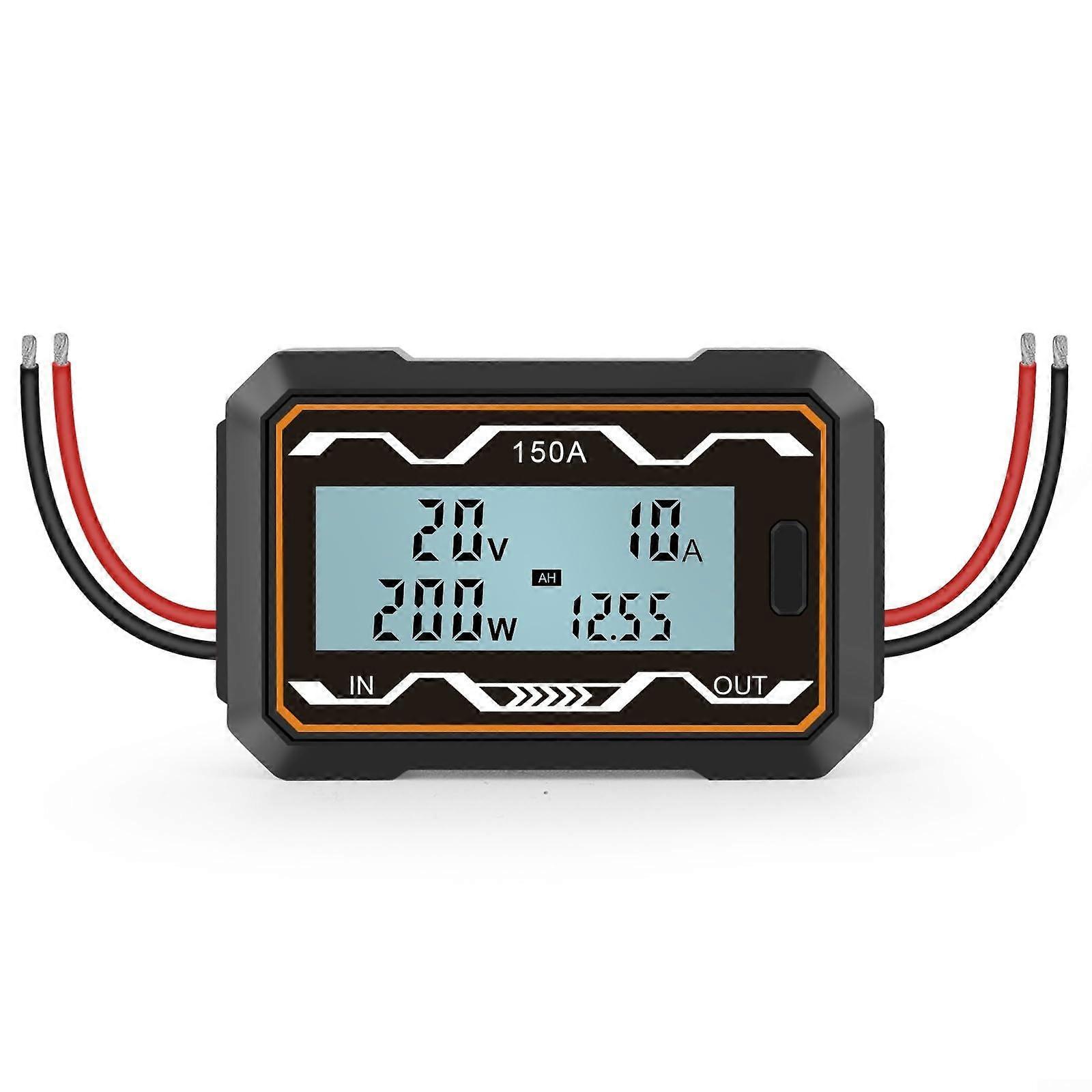 Solar Power Analyzer, 100/150/200A Digital Monitor Ampere Watt Meter with Backlight LCD Screen RC Battery Solar Power Meter Analyzer (150A)