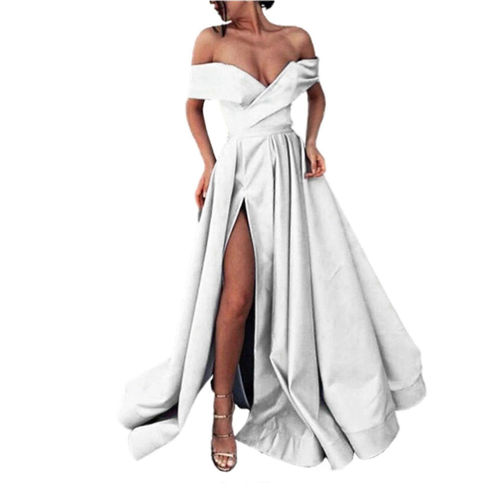 Women's Sheath Dress with Slit White XL