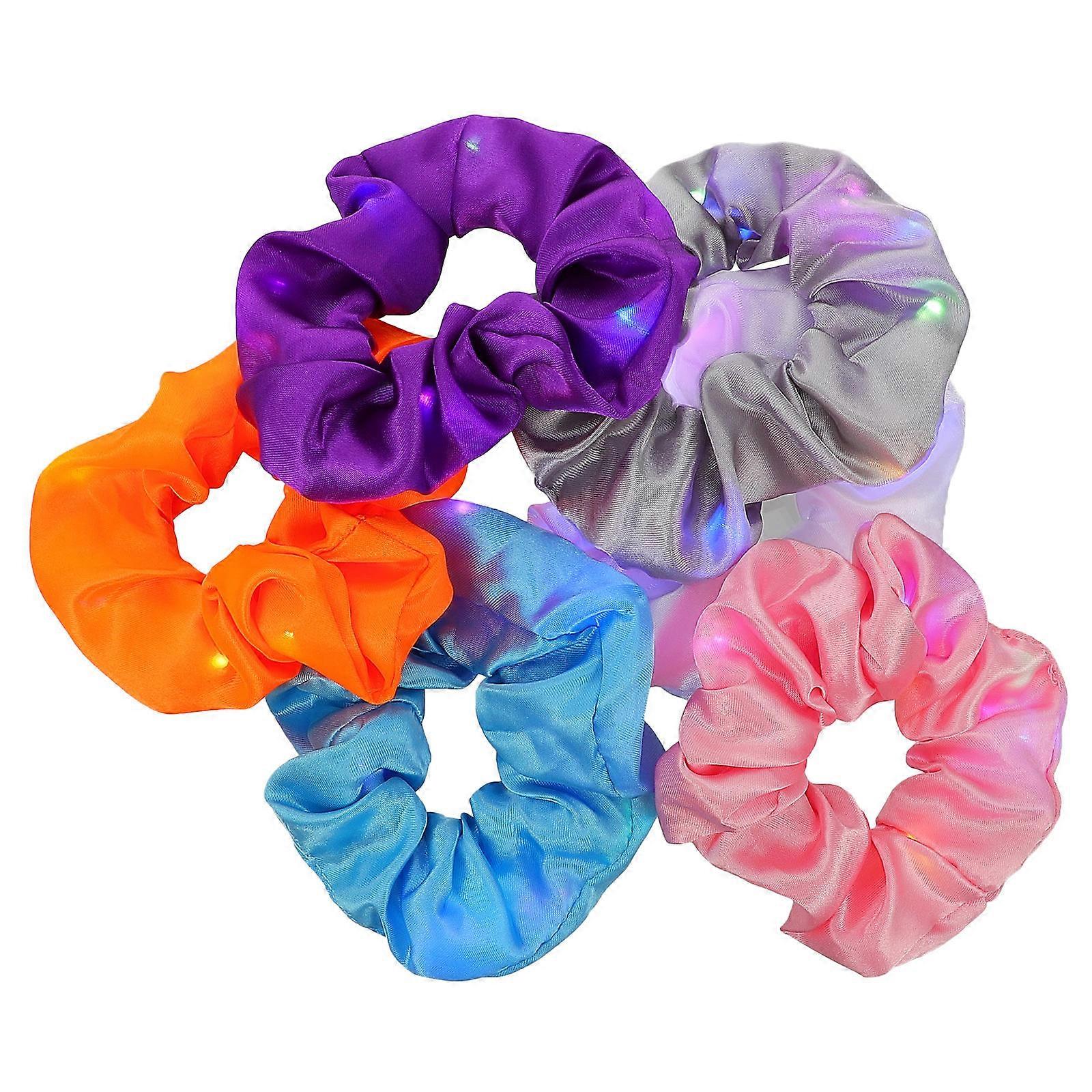 Glow In The Dark Scrunchies Elastic Hair Bands Halloween Headdress Assorted Color For Parties