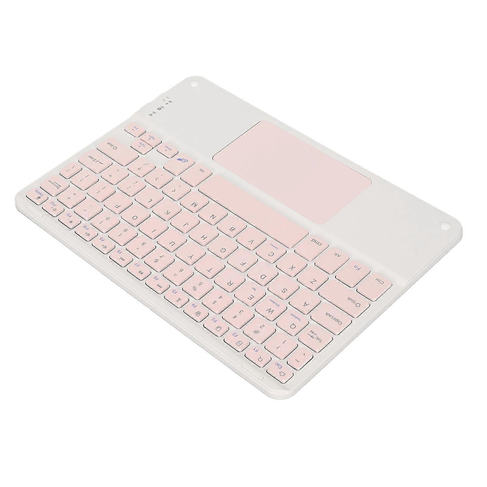 Wireless Keyboard with Touchpad Low Noise Quadrate Keycap 10inch Pink Multifunctional Wireless Keyboard for Phone Laptops 