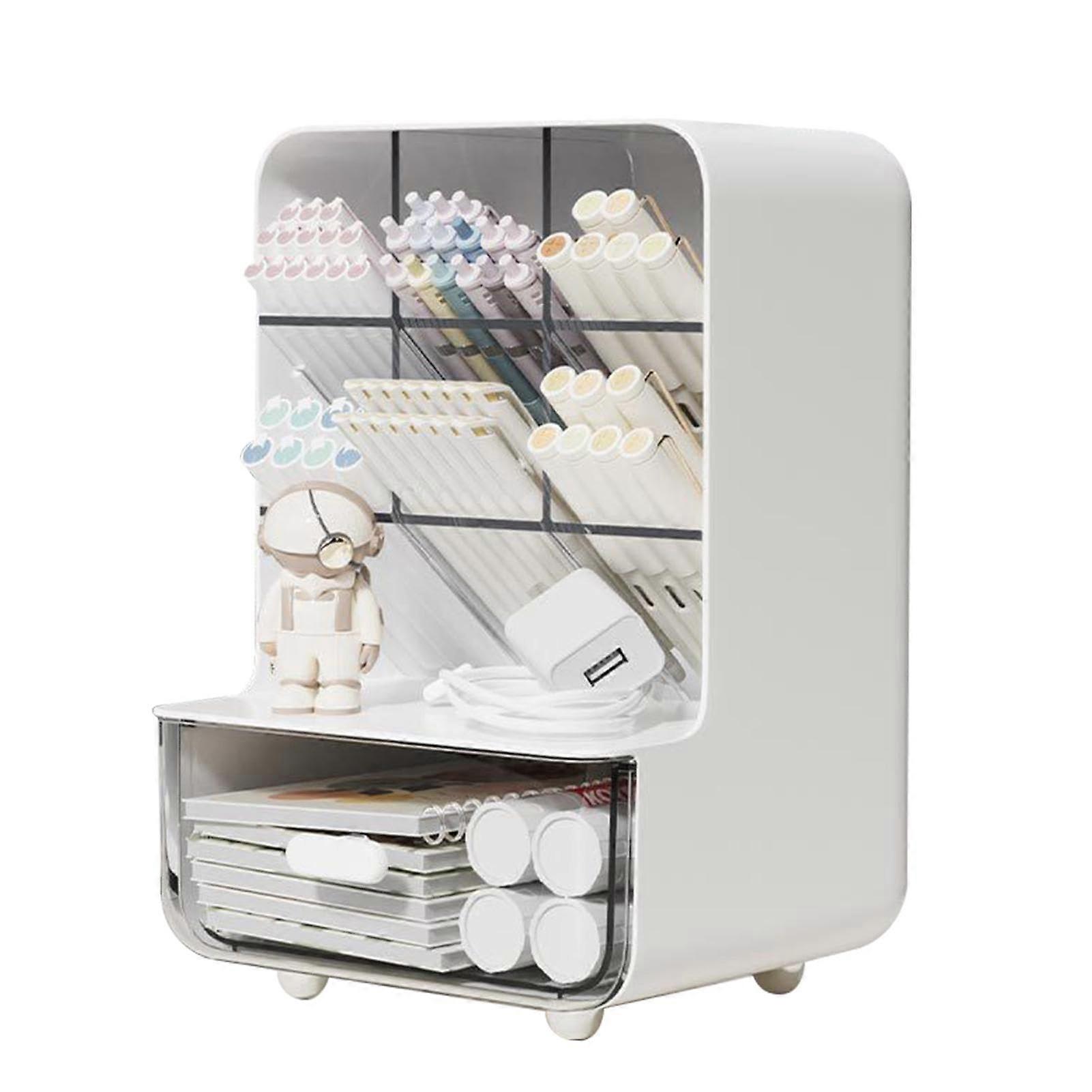 Desk Organiser with Drawers, Makeup Brush Storage, Multi Functional Pen Holder