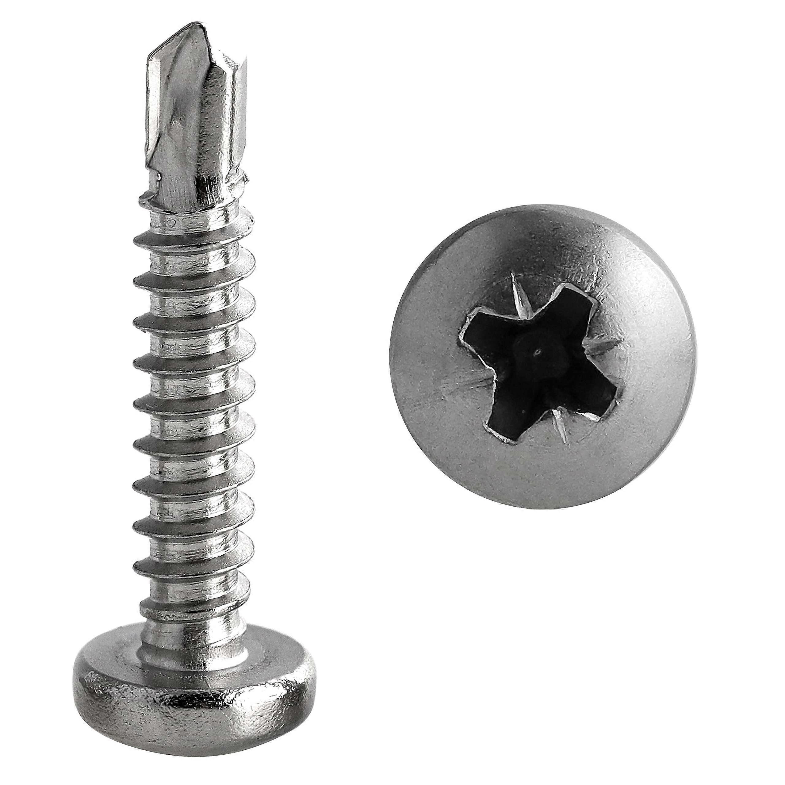 Drilling Screws 3.9 x 13 mm Rounded Head A2 V2A Stainless Steel DIN 7504 POZI Self-Tapping for Drywall and Soft Metals, Pack of 20