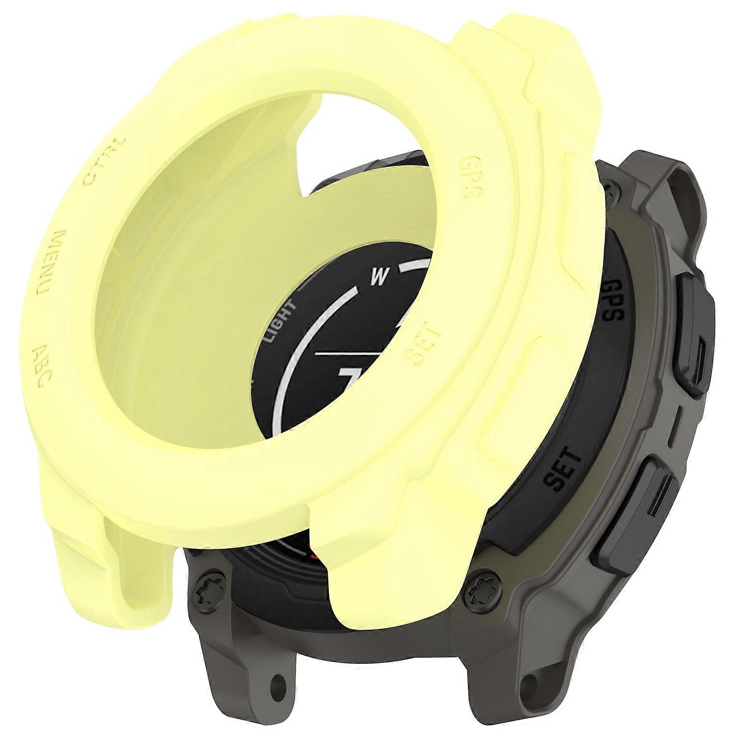 For Garmin Instinct E 40mm Watch Case Silicone Shockproof Bumper Frame - Yellow