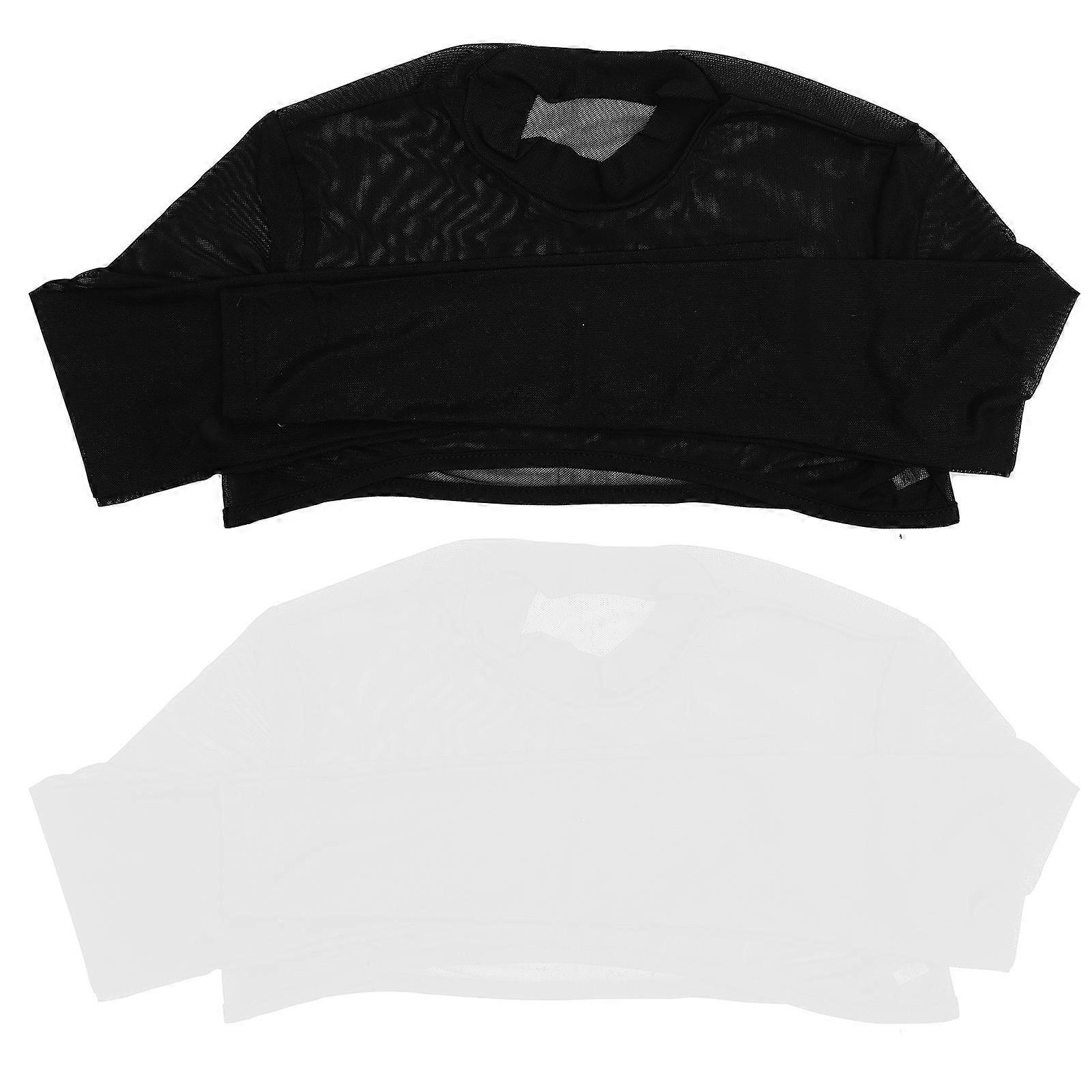 Mesh Crop Tops Long Sleeve Crop Tops for Ladies Polyester Material Assorted Color with Breathable Feature 2Pcs