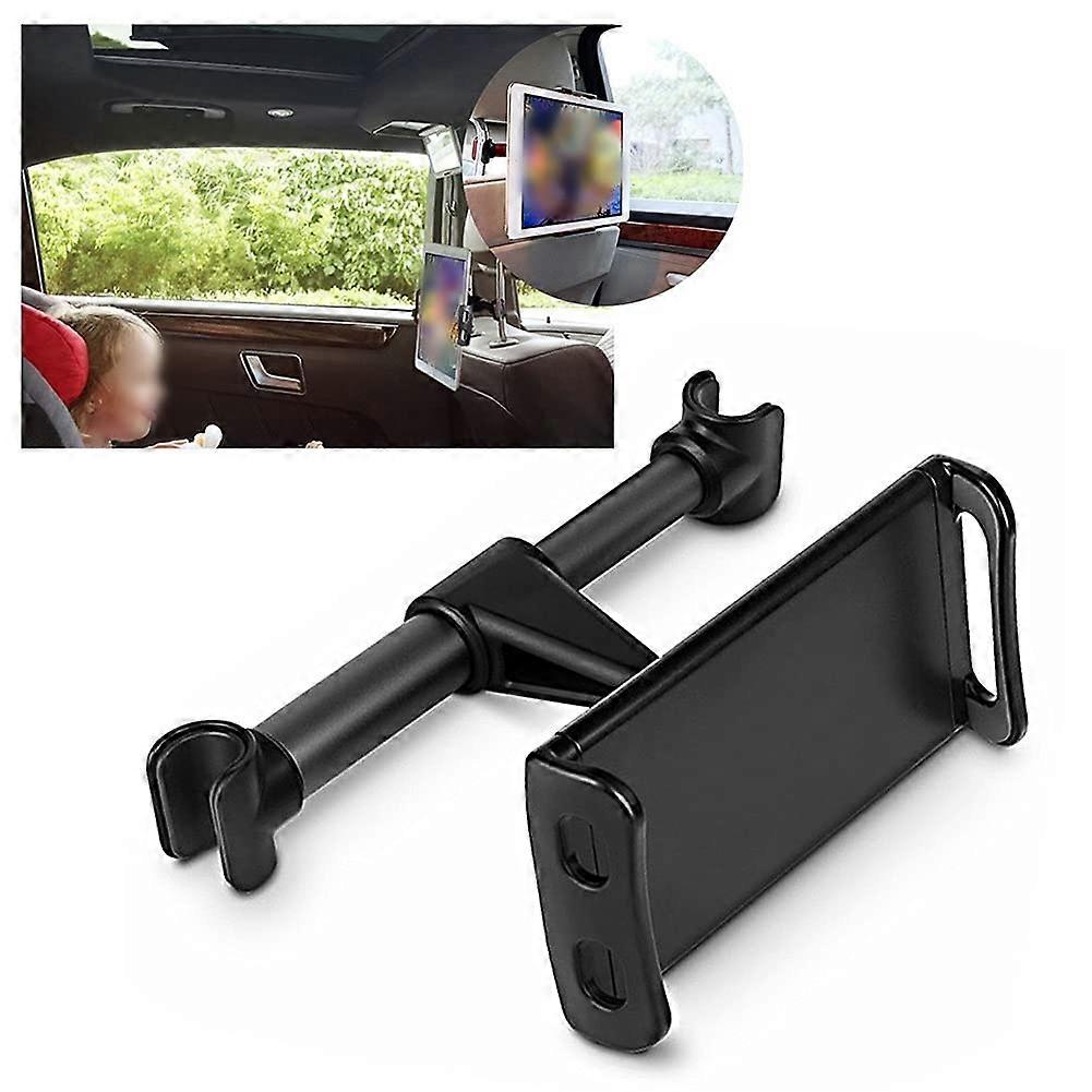 Car Headrest Mount for Tablets and Phones, 360° Rotating, Black Backseat Bracket for All Devices, Adjustable and Stylish