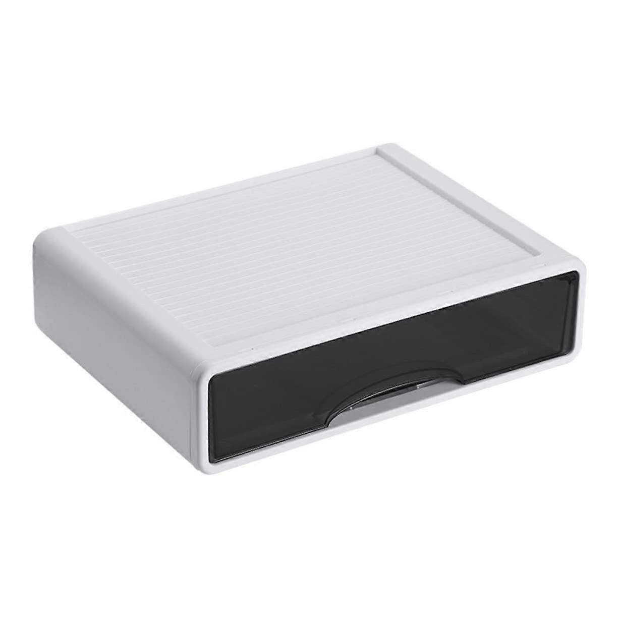 Office Plastic Desktop Storage Box - White Desk Organizer Drawer Tidy Cabinet for Home and Office Use, 3-Drawer Design