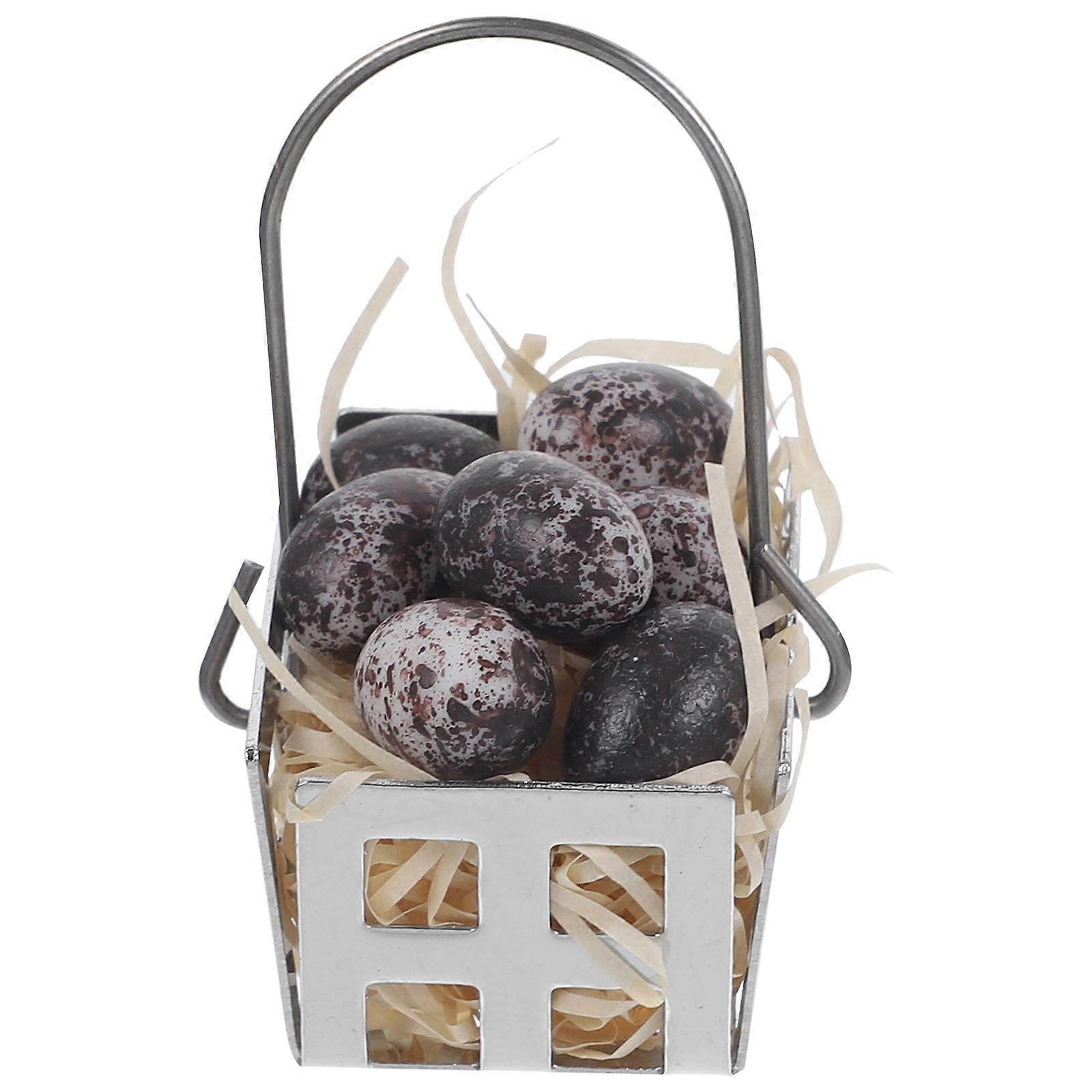 Mini Egg Models Basket-Shaped Micro Landscape Accessories Resin for Diy Craft 1 Set