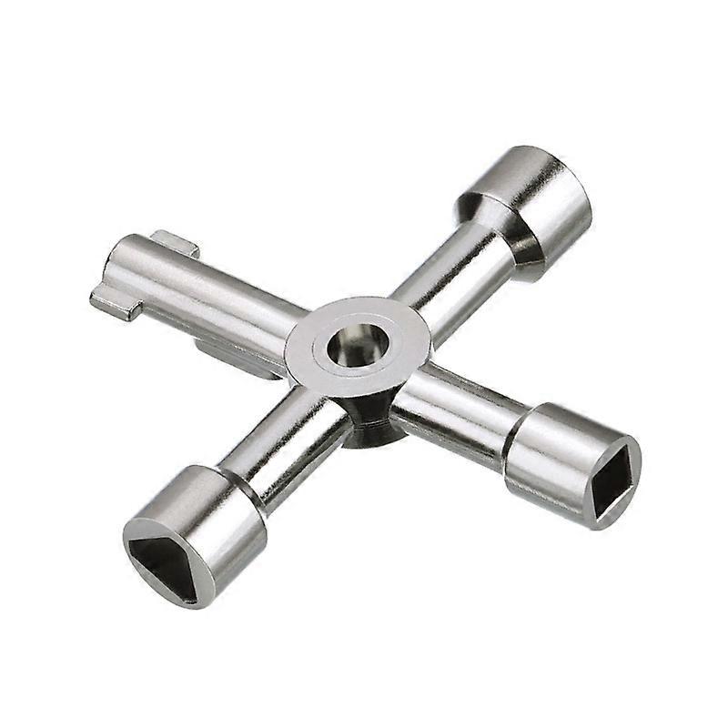 4 Way Multi-Function Utility Key for Gas Water Electric Box Medicine Cabinet Opening Key, Silver, Lilaris