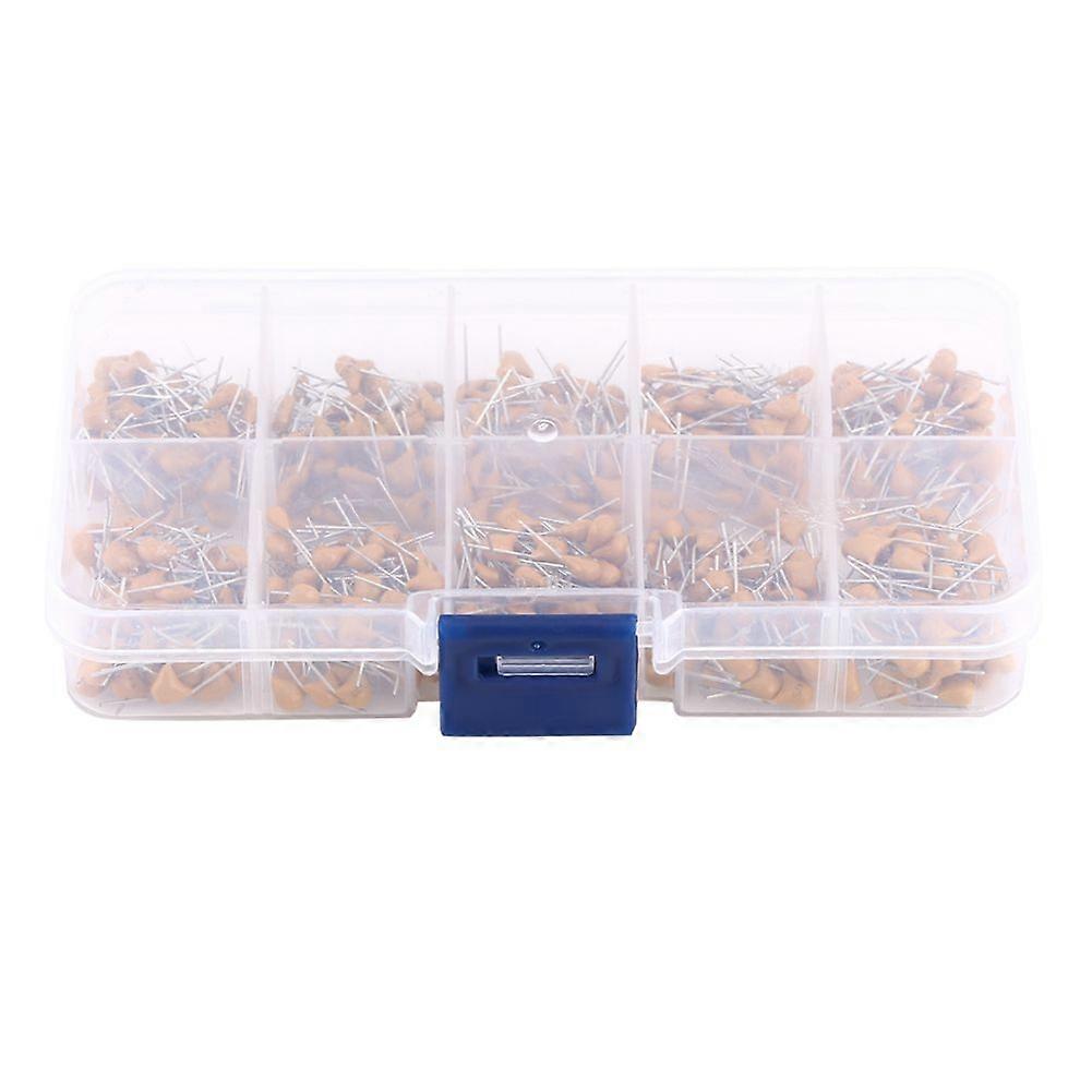 500pcs 10 Values Monolithic Multi Layer Ceramic Capacitors 0.1F - 10F With Storage Box