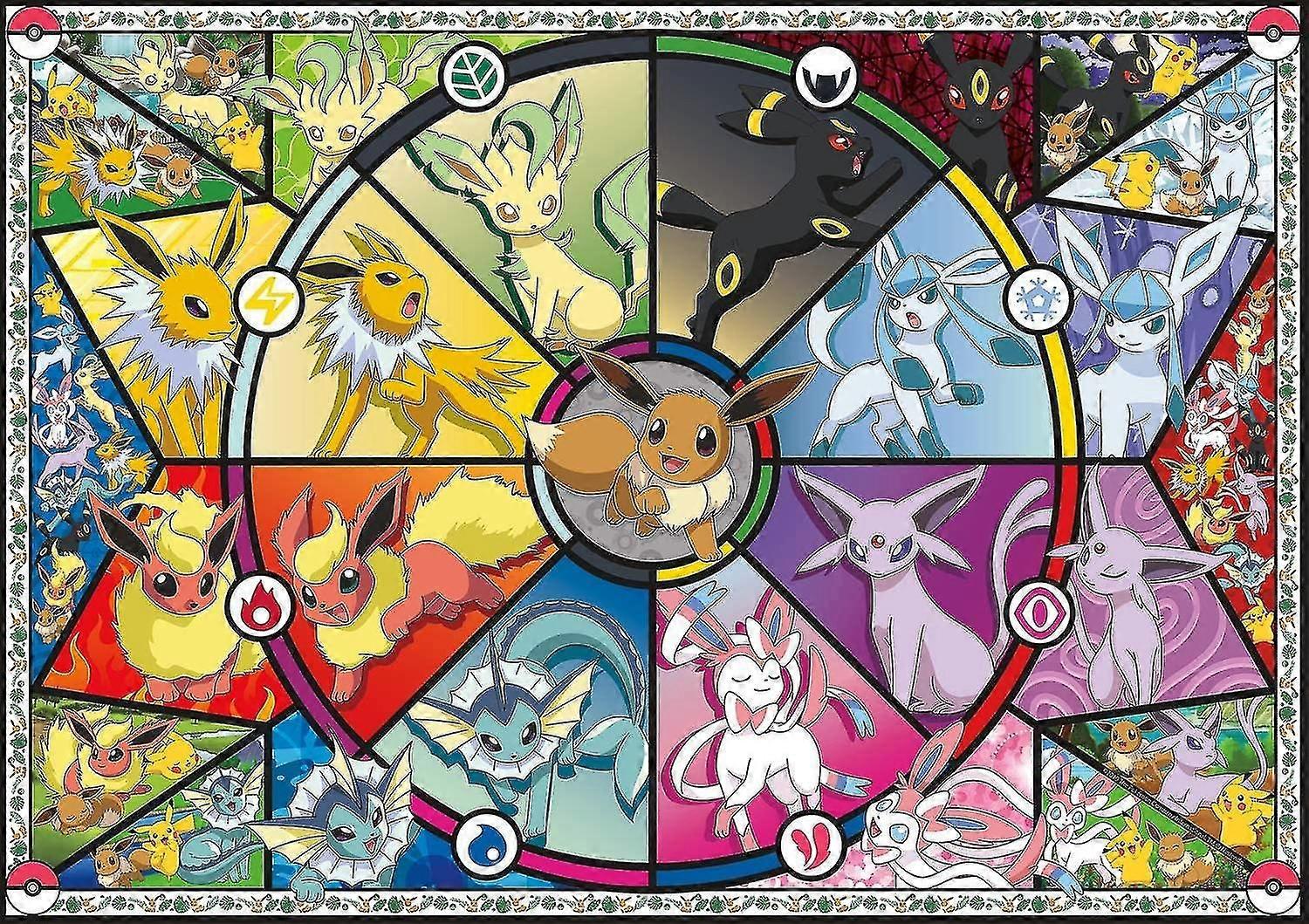 Pokmon - Eevees glasmålning - 1000-bitars pussel