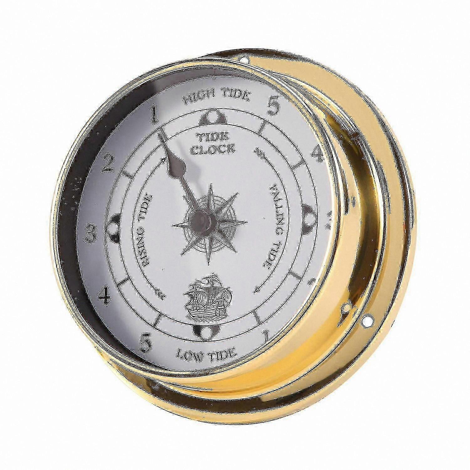 Copper Shell Marine Weather Station Clock, Wall-Mounted Tide Clock for Boat Use, 1