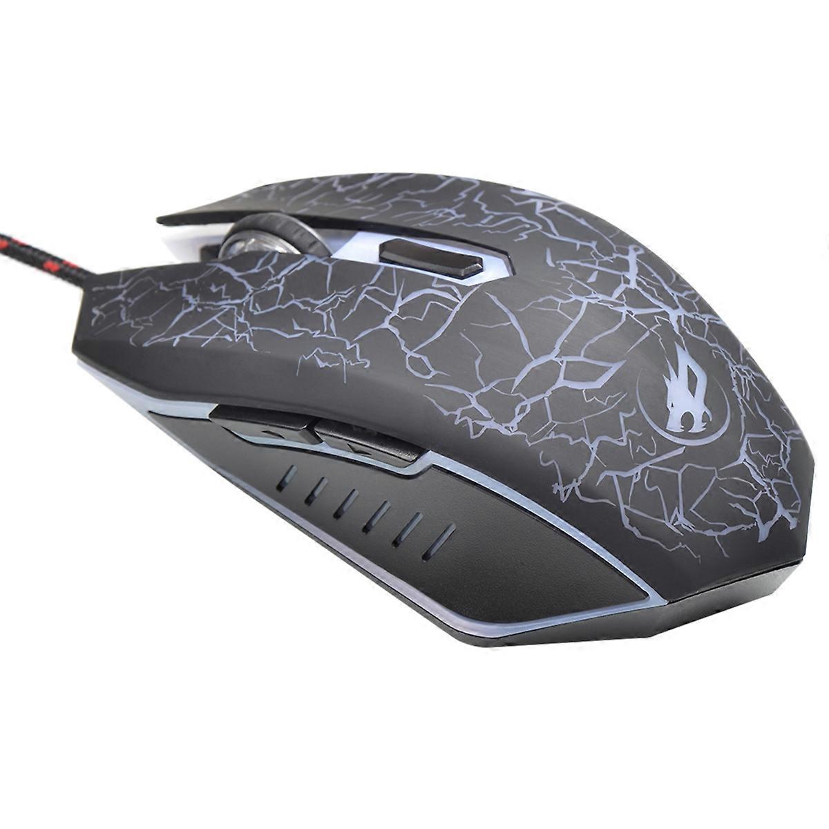 Seven Color Crackle USB Optical Game Mouse Wired with 6 Buttons for Laptop