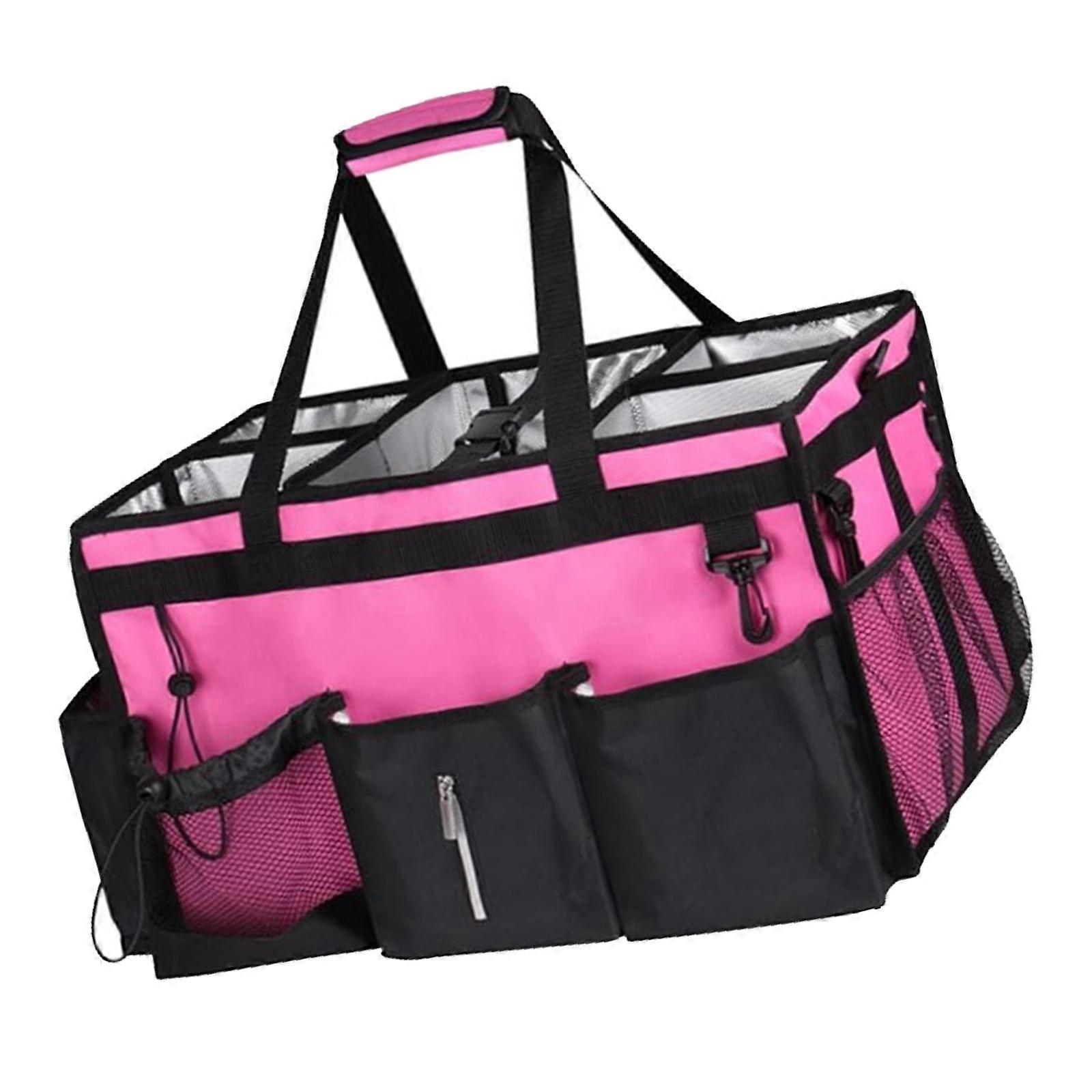 Multi Functional Cleaning Storage Container With 3 Front Pockets Oxford Fabric Carry Case For Sprays Brushes Gloves Multicolor