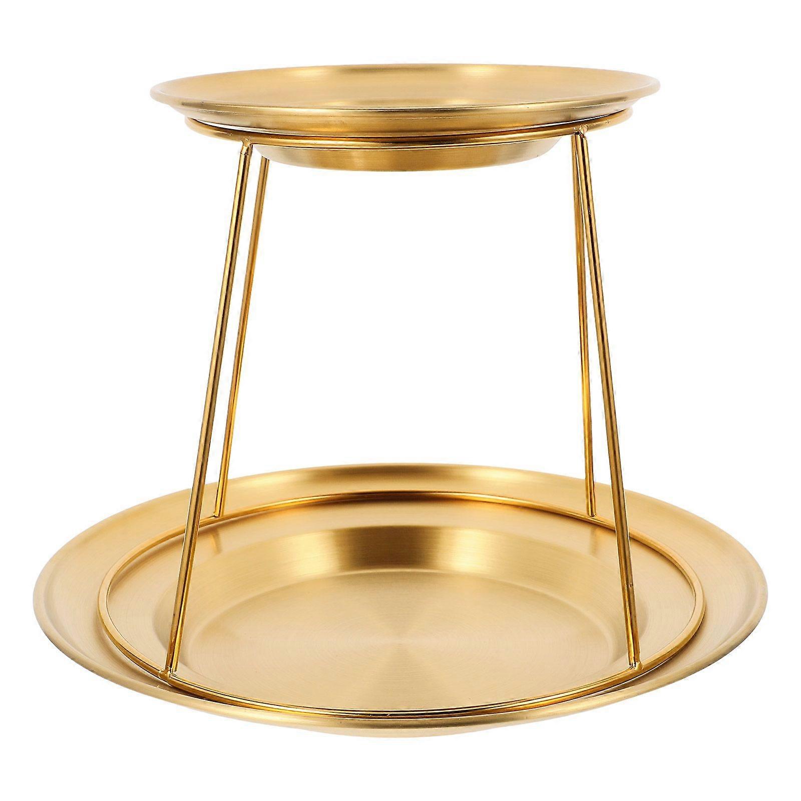 二重層ステンレス鋼ゴールドプレートシーフードディスプレイラック寿司オイスタービュッフェスタンドフルーツデザートトレイホームキッチンパーティー17cm 26cm