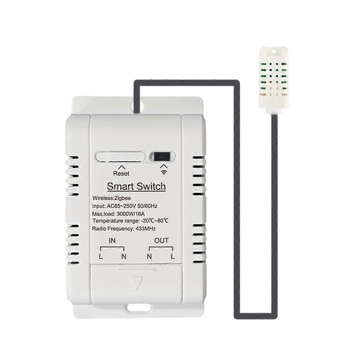 WiFi Smart Temperature and Humidity Switch with 1M Sensor 16A Temperature Humidity Switch Supports Voice Control