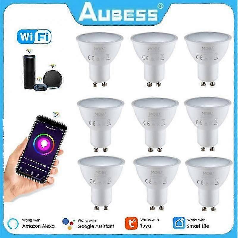 AUBESS Tuya GU10 Led Smart Bulb Lamp 90-265V 5W RGB CW WW Wifi Ampoule