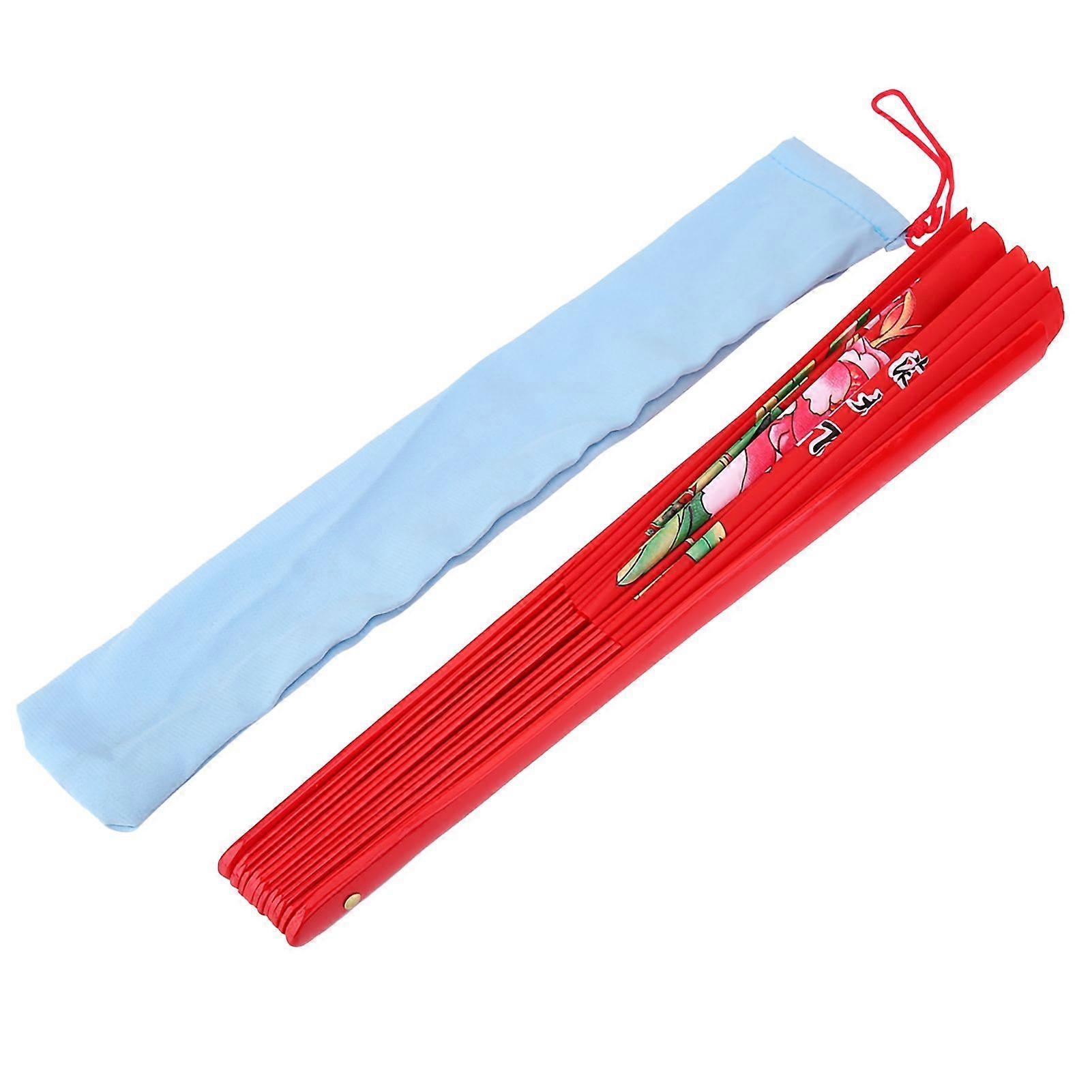 Tai Chi Martial Arts Kung Fu Bamboo Silk Fan Right Hand Wushu Dance Pratice Training (Red)