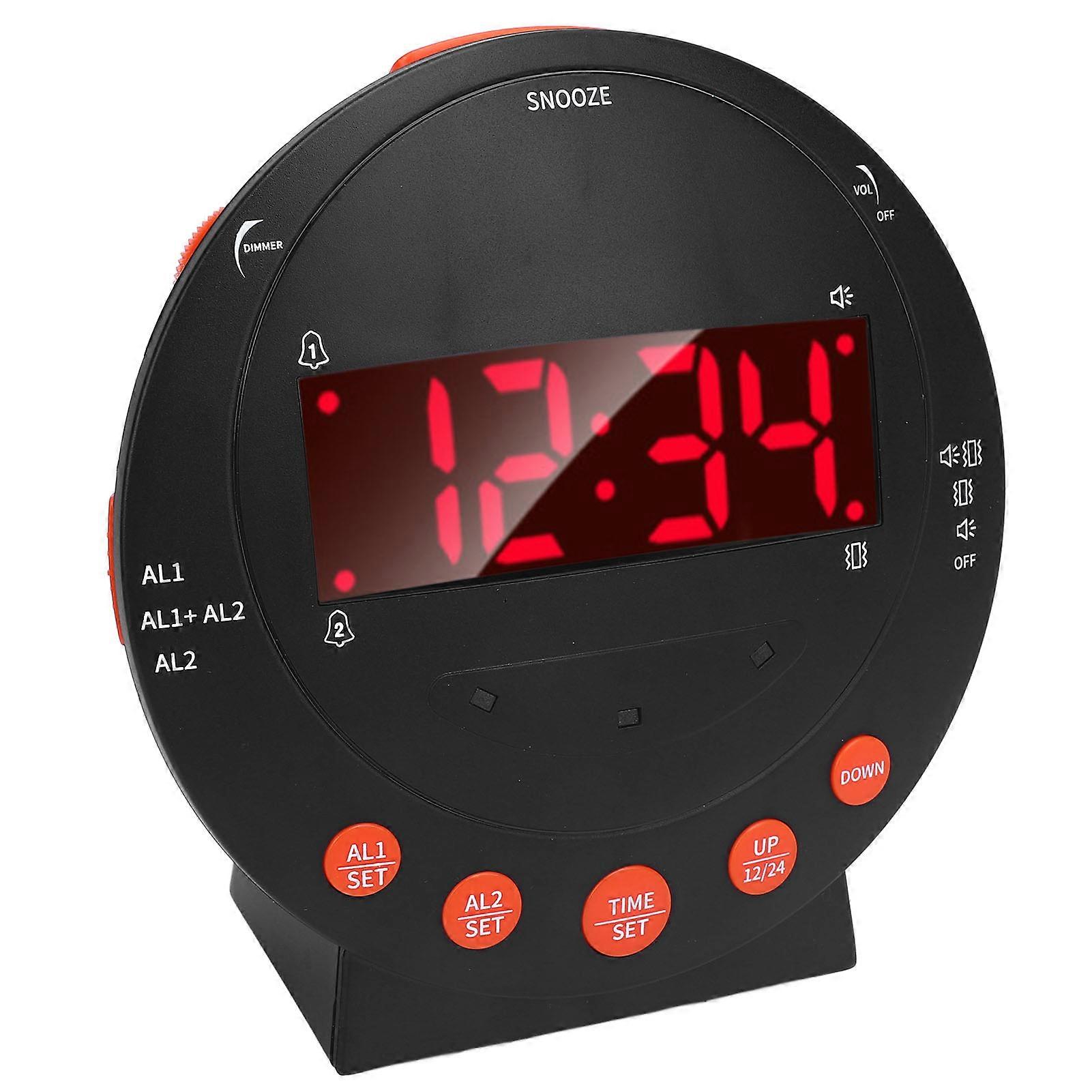 Vibrating Digital Alarm Clock 3.74" LED Flashing Light UK Plug