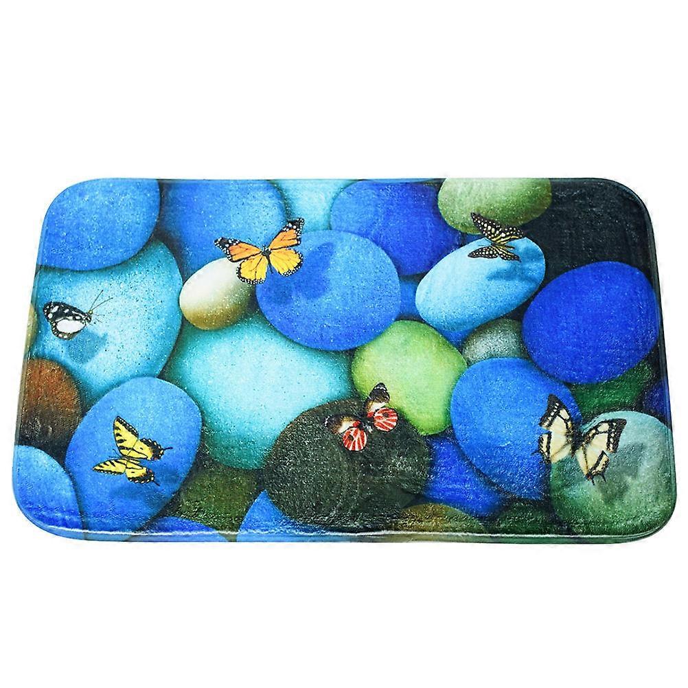 Three Pieces Bathroom Pedestal Mat Set Non-Slip Blue Bath Mat For Bathroom Use 74.00X44.00X1.00CM Printed Design