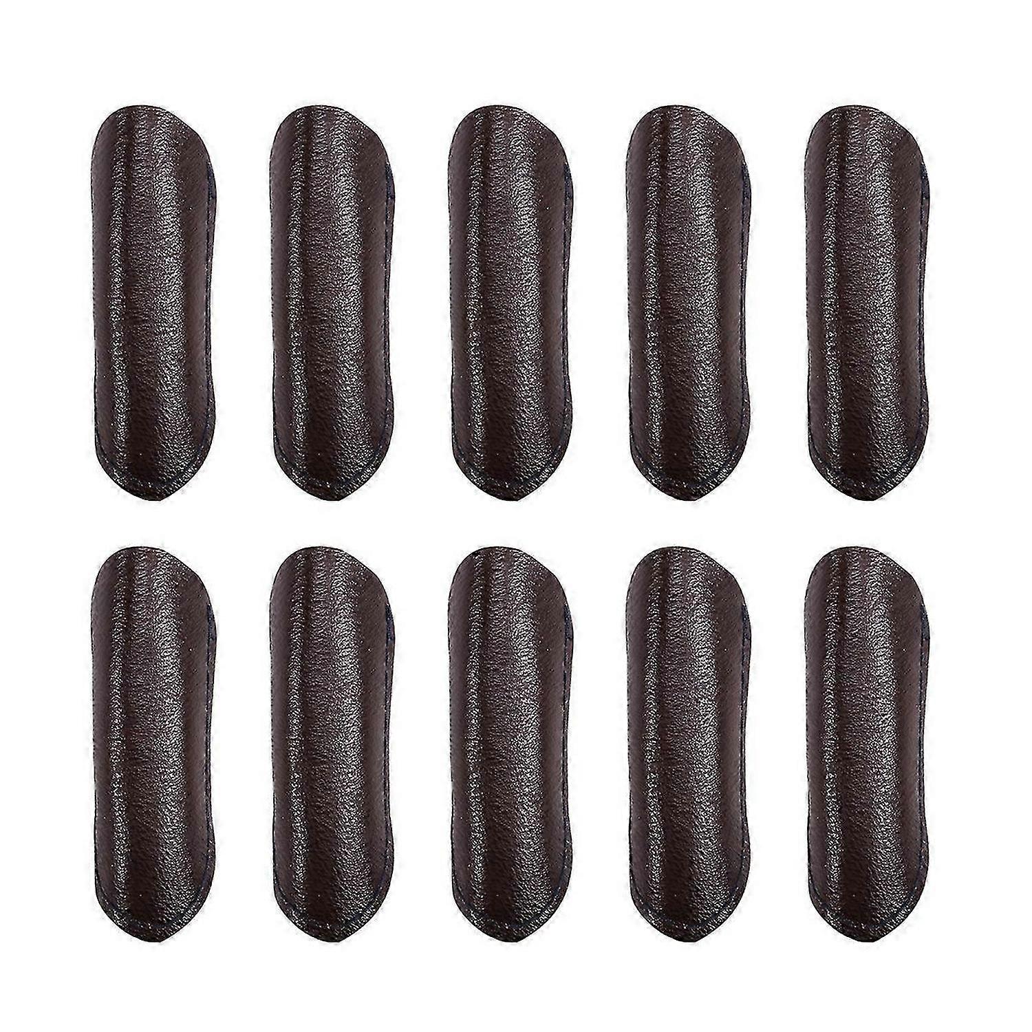 Leather Finger Protector Finger Thimble Guards Tools,Half Pack Brown