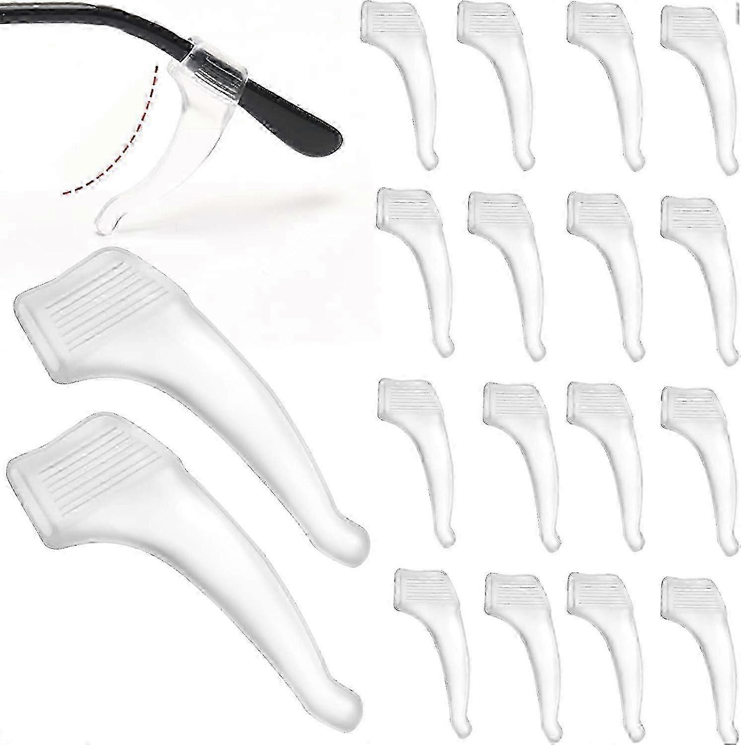 20 pairs of glasses non-slip silicone ear pads, glasses ear hooks, glasses non-slip soft hooks (transparent)