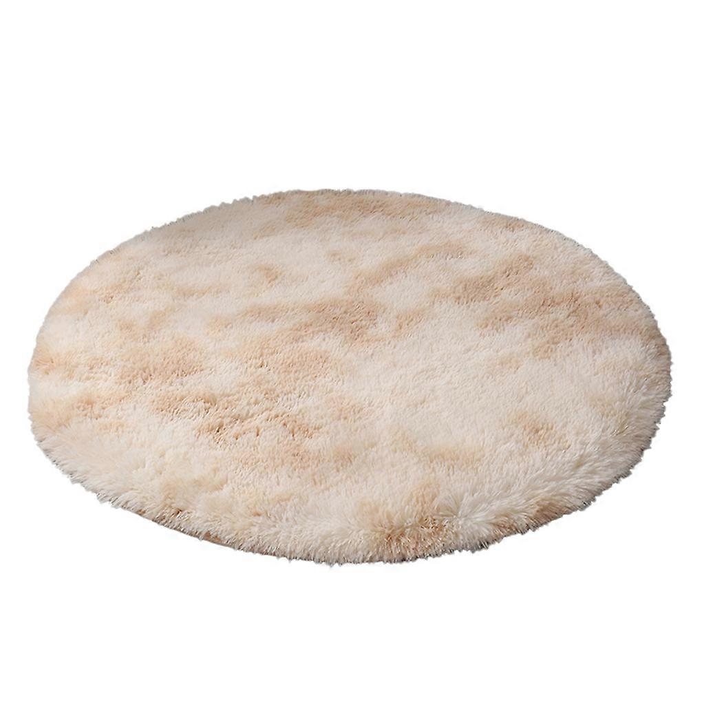 Round Bedroom Carpet Polyester Area Rug Door Mat Household Beige Light Tan