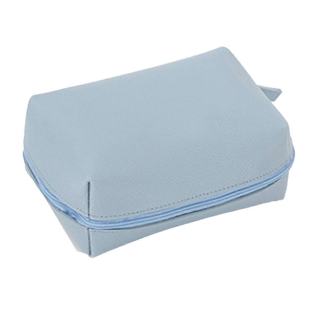 Cosmetic Bag Waterproof Handbag PU Solid Color Pouch Large Capacity Sky