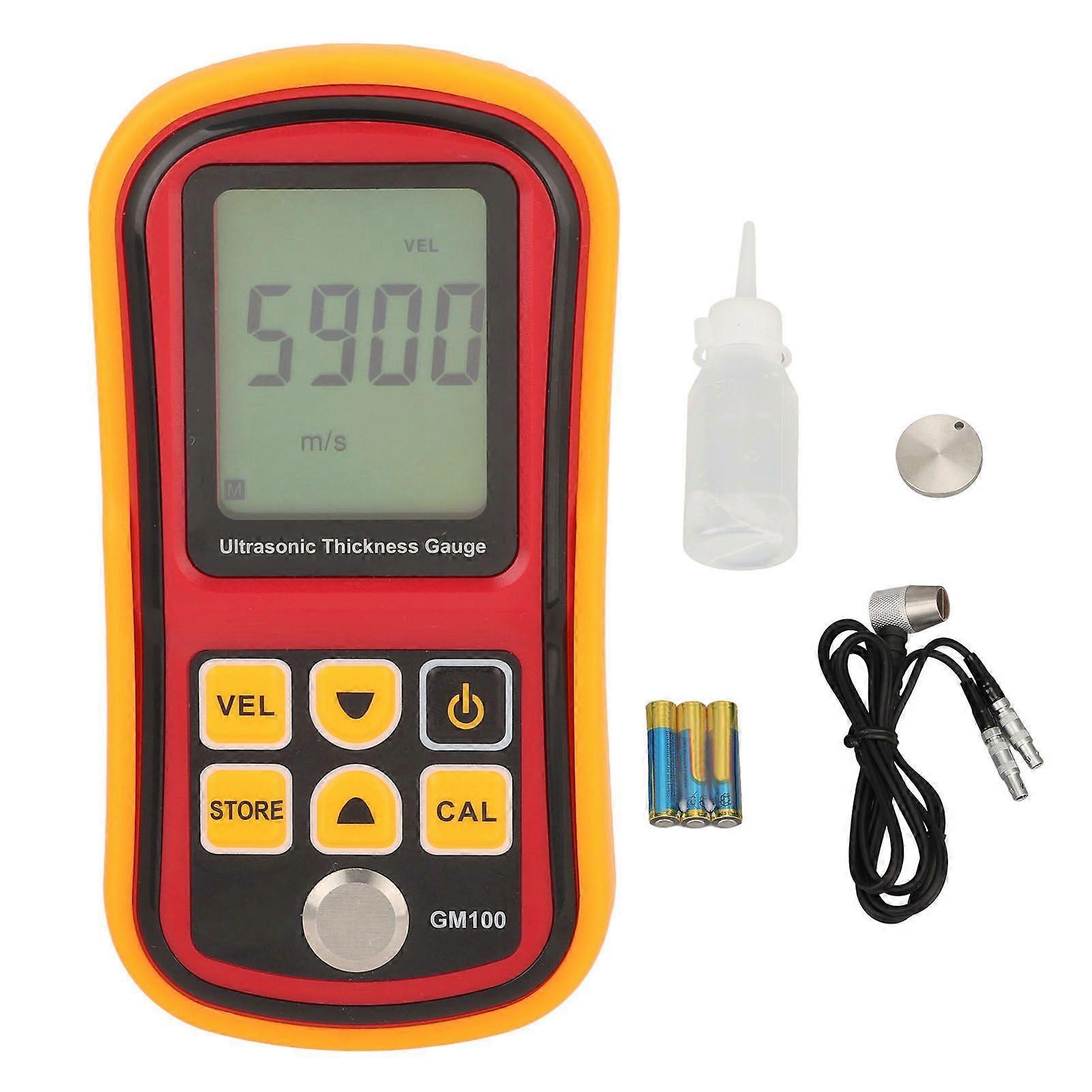 Ultrasonic Thickness Gauge 4 Digits LCD Digital Display Thickness Measuring Meter 5MHz GM100
