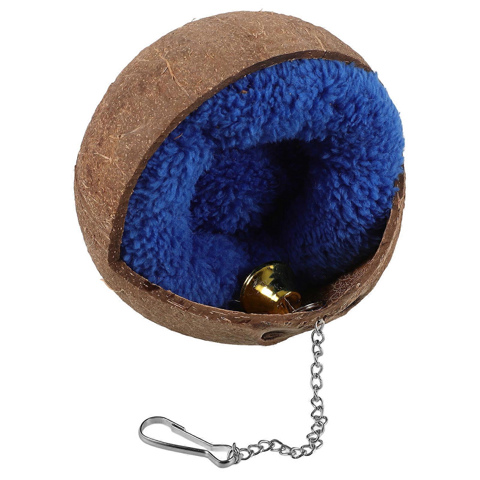 Natural Coconuts Bird Nest Provides Safe Shelter 2Sets with Warm Pad and Bell