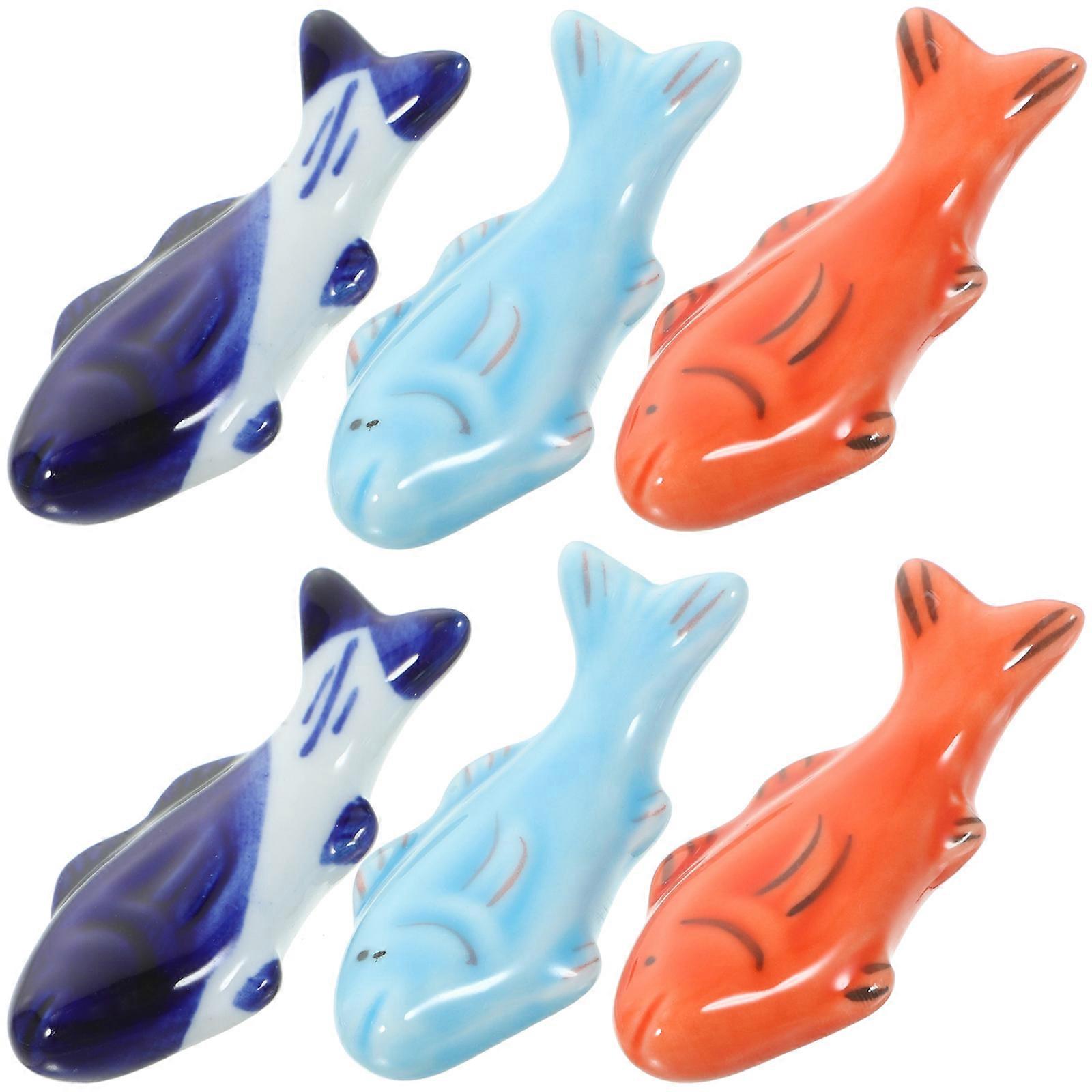 Japanese Chopstick Pillow for Holding Chopsticks 12Pcs Fish Pattern Ceramic Rack
