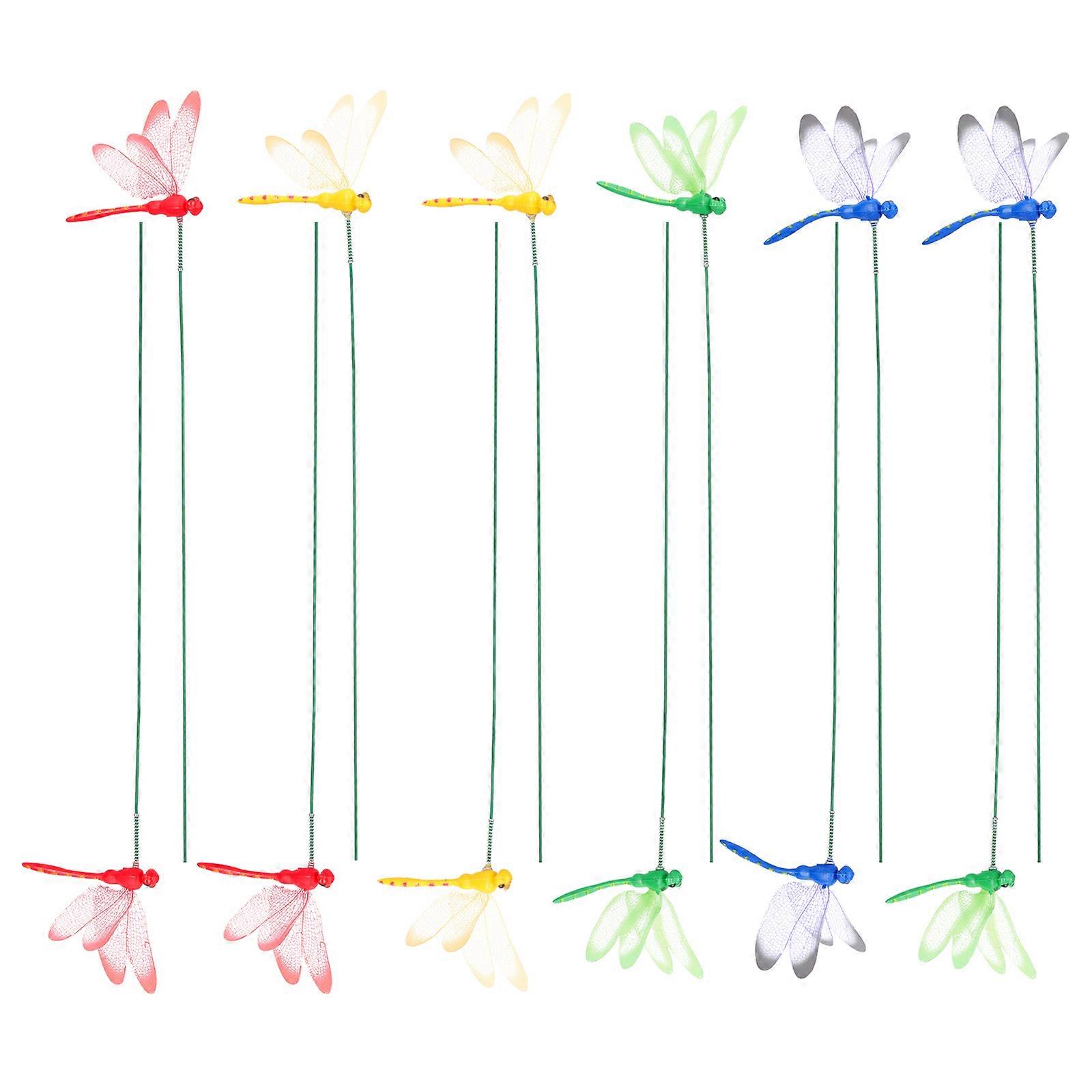 Artificial Dragonfly Garden Stake Decor for Decoration Use 24Pcs Lightweight