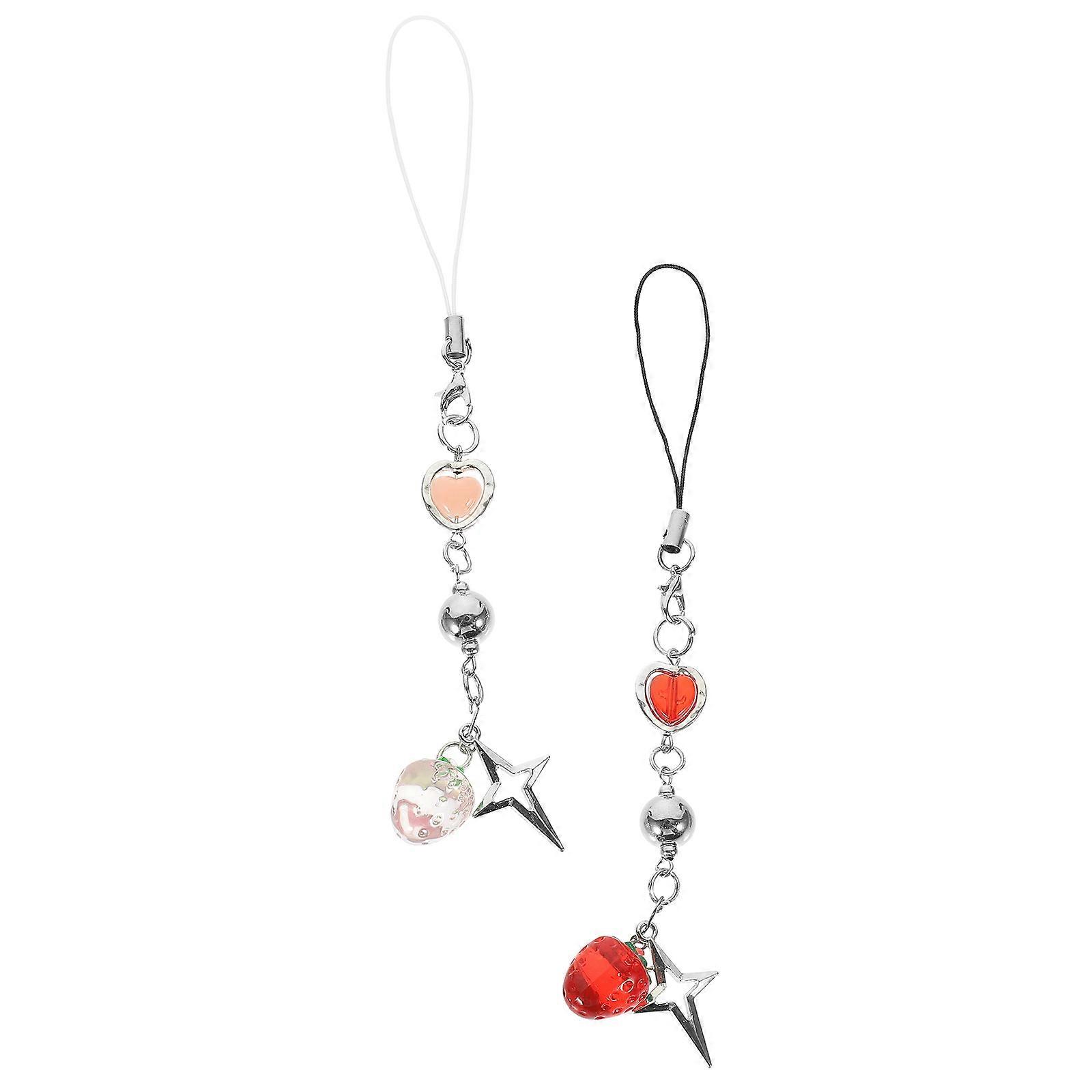 Delicate Strawberry Phone Strap Ornaments For Daily Use On Phones And Bags In Assorted Color With Creative Design 10Pcs