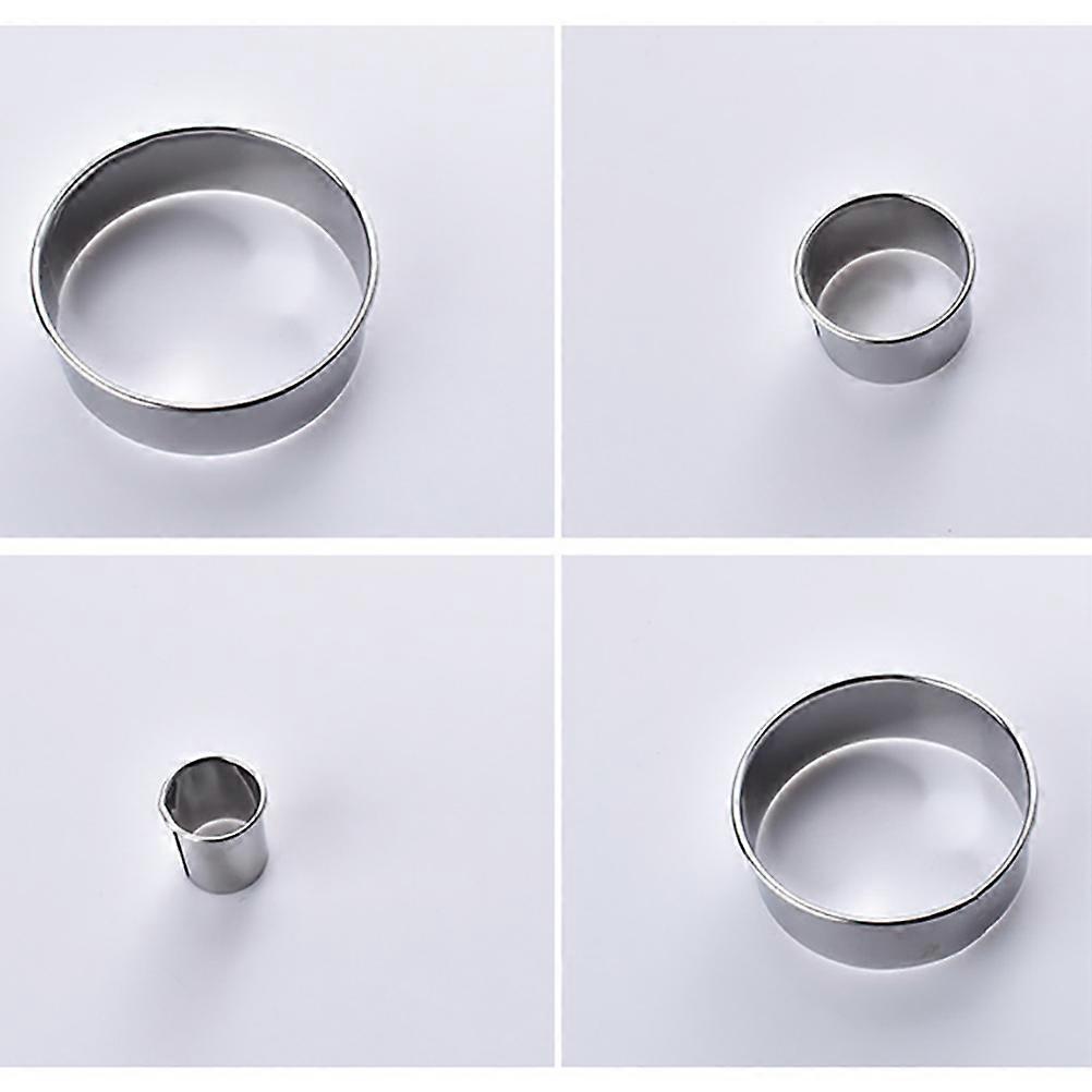Biscuit Mould Stainless Steel Round Shape for Baking 2Sets Set Silver