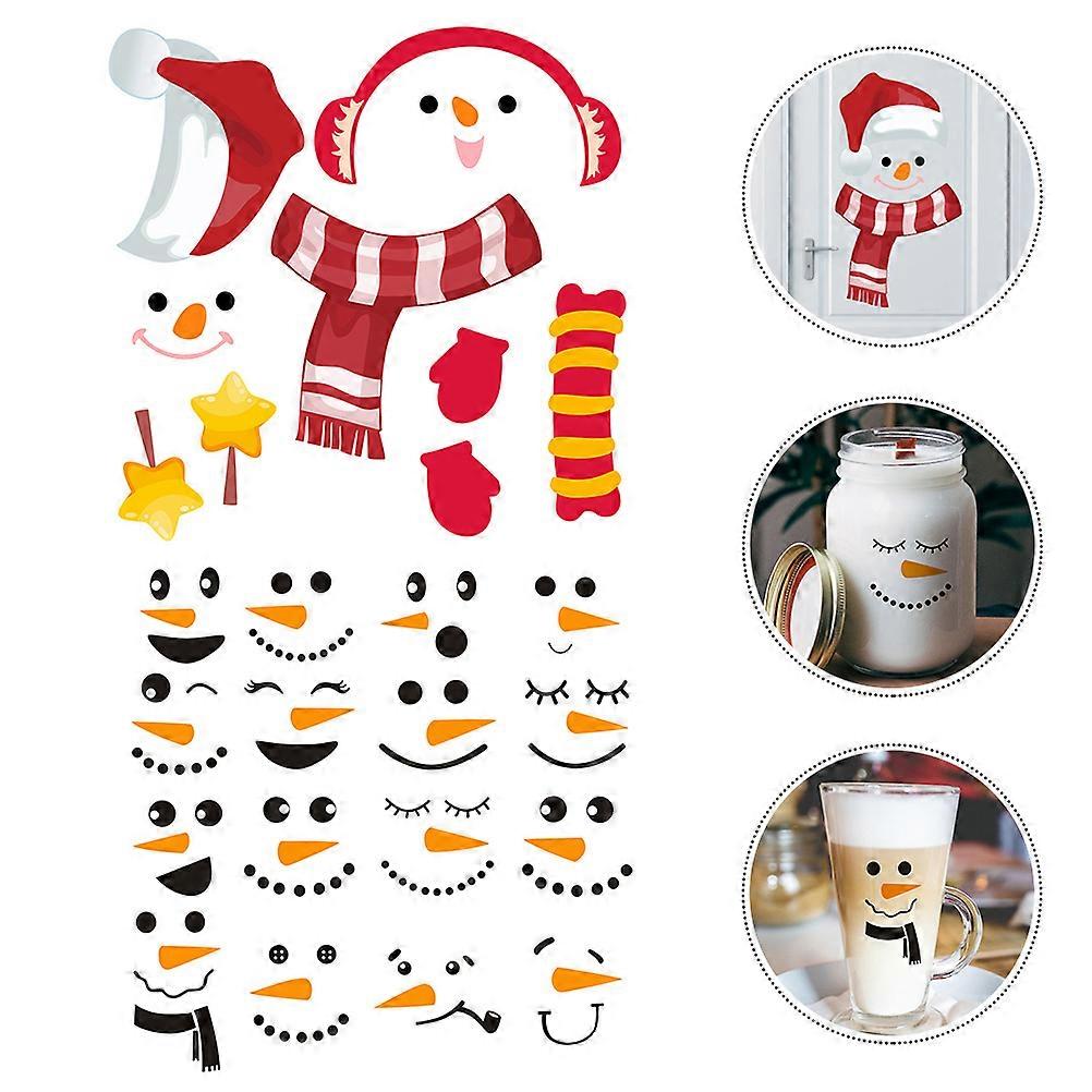 Christmas Sticker Snowman Wall Decal for Decoration 2 Sheets Assorted Color PVC