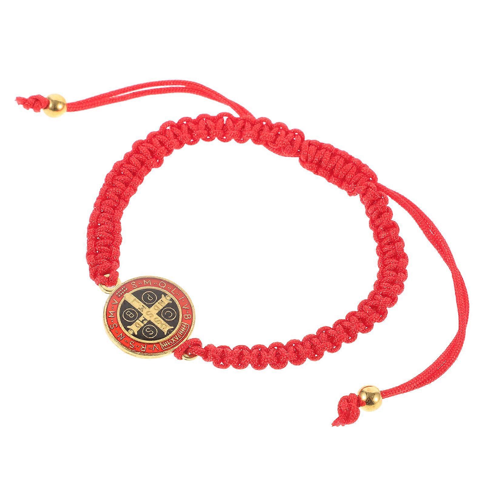 Religious Bracelet Handmade Woven 3Pcs Adjustable String Bracelets Red