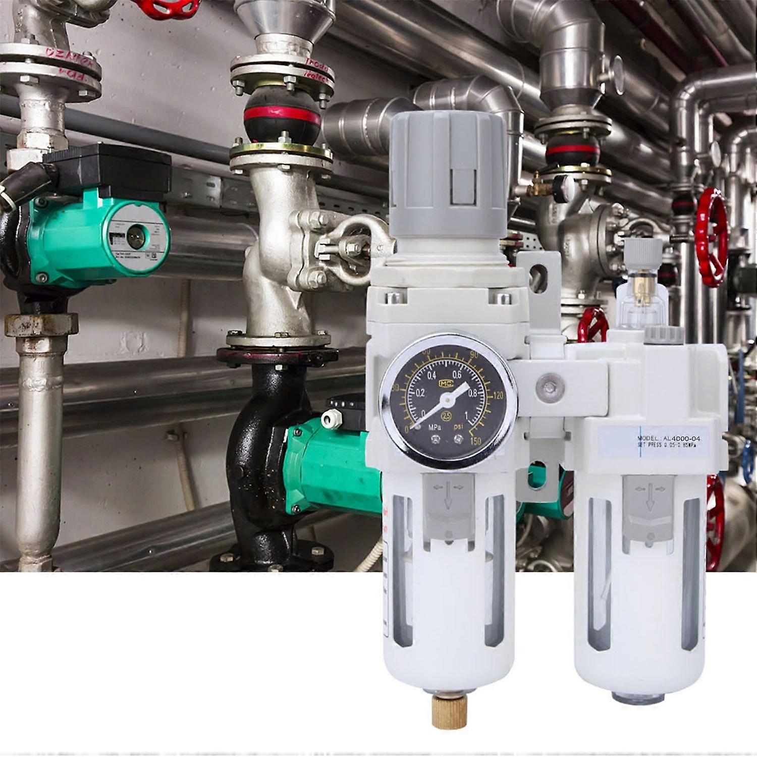 Compressed Air Filter Regulator Oil Water Separator Air Pressure Regulator with GaugeAC4010-04 1/2in