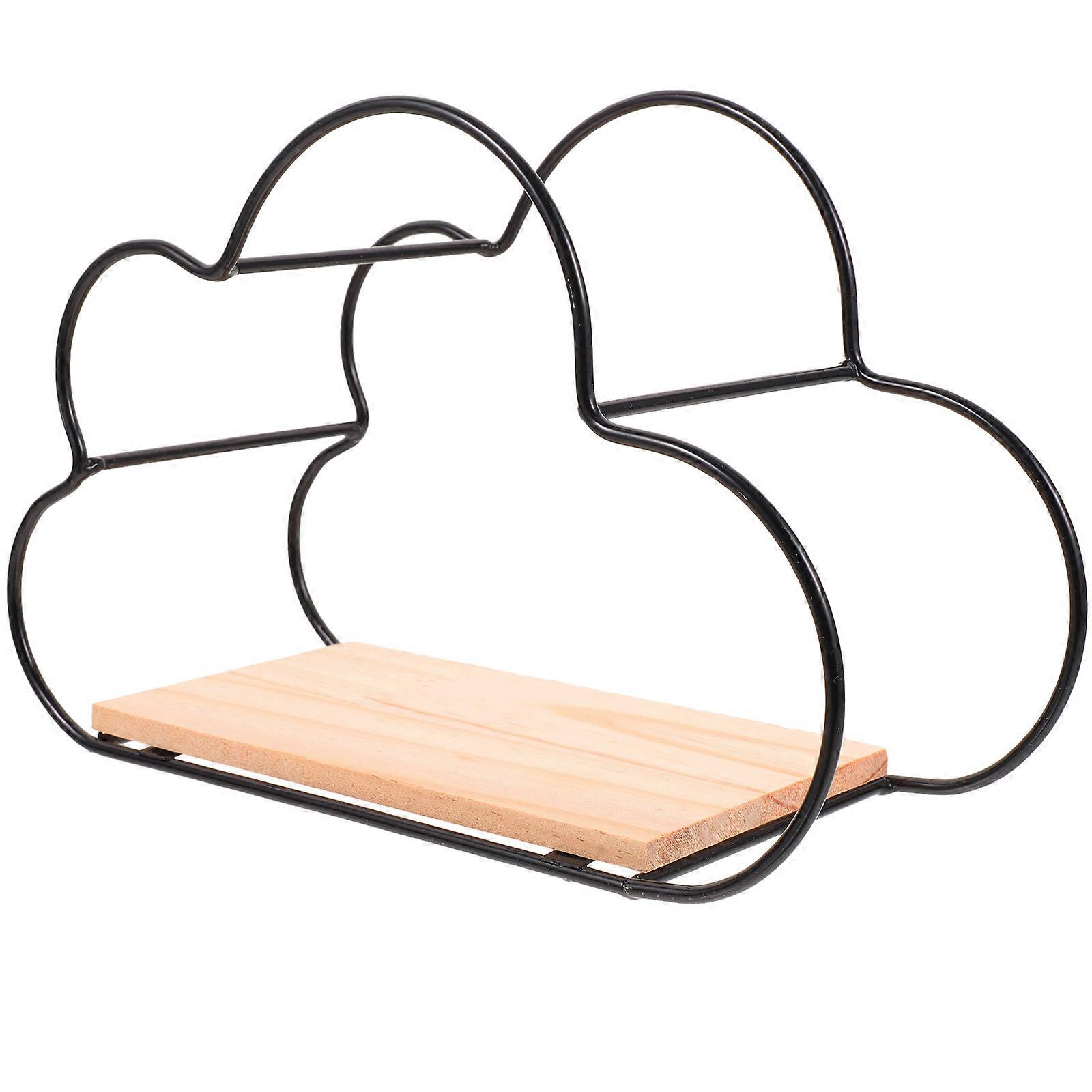 Wall Mounted Floating Shelf Cloud Shaped Shelf for Storage 2Pcs Black