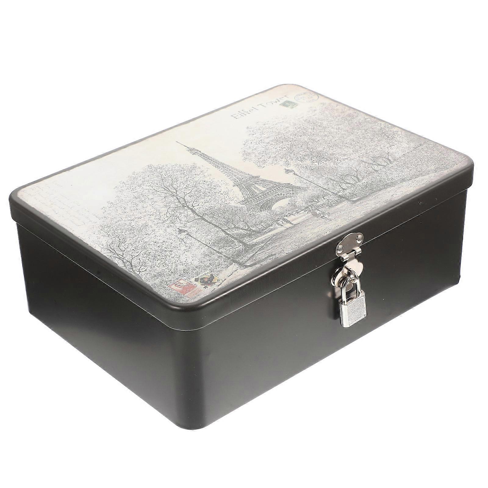 Sturdy Tinplate Storage Box With Sealing Function Ideal For Memory Keeping And Jewelry Storage 24.5X18X8.5CM 4Pcs