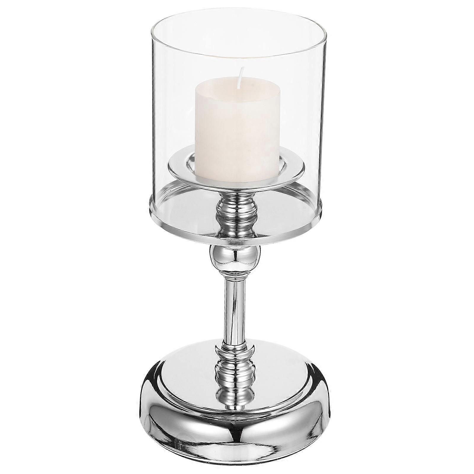 Metal Candle Holder for Wedding Table and Dining Table in Silver Material Providing Decorative Functionality 1Set