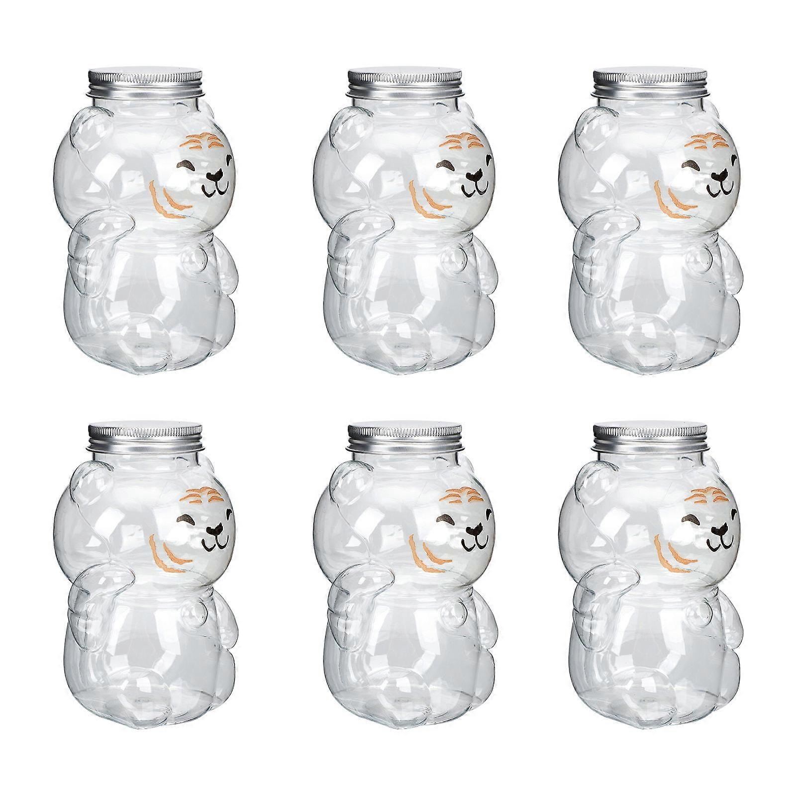 Tiger-Shaped Beverage Bottles 6Pcs Plastic Transparent Design Party Beverage Bottles for Home