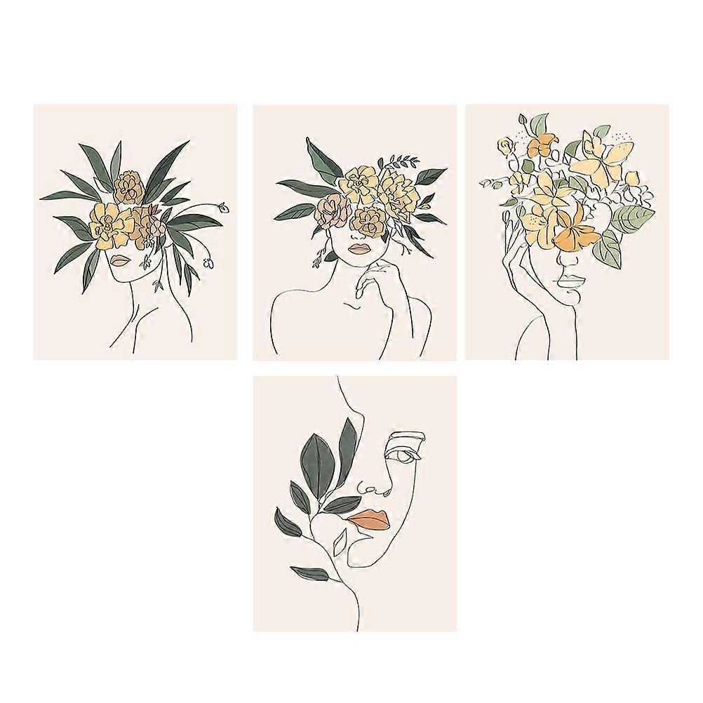 Abstract Line Decorative Hanging Painting Core 4Pcs for Wall Decor
