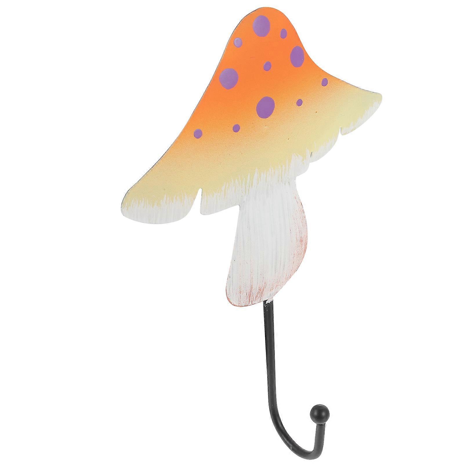 Yellow Metal Wall Hook Mushroom Shape for Hanging Items 5Pcs Set