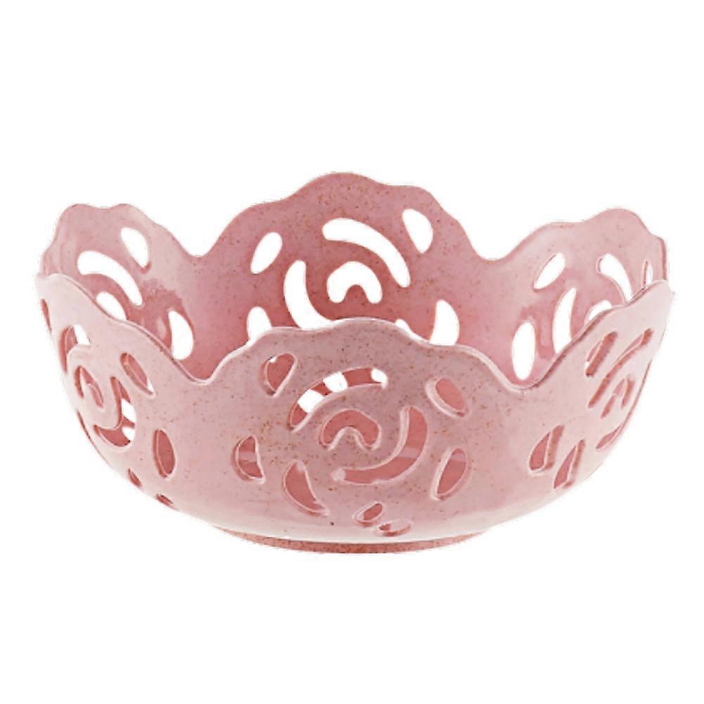 Practical Storage Box Hollow Fruit Plate for Decoration 3Pcs Pink