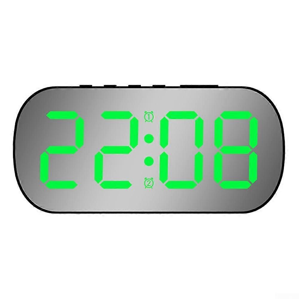 Digital Alarm Clock With Brightness Control Compact Model BGreen For Bedroom And Desk 12/24 Hour