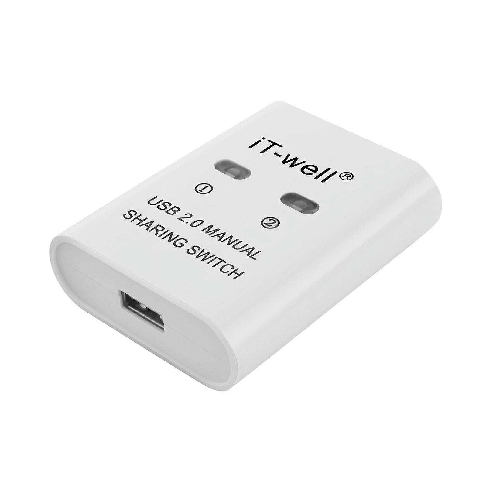 USB Printer Sharing Device, 2 in 1 Out Printer Sharing Device, 2-Port Manual Kvm Switching Splitter Hub Converter White