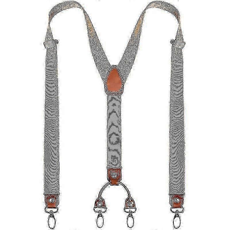 معلقات واسعة للرجال على شكل حرف Y للخدمة الشاقة مع 4 مشابك معدنية قابلة للتعديل بأشرطة مرنة قابلة للتعديل