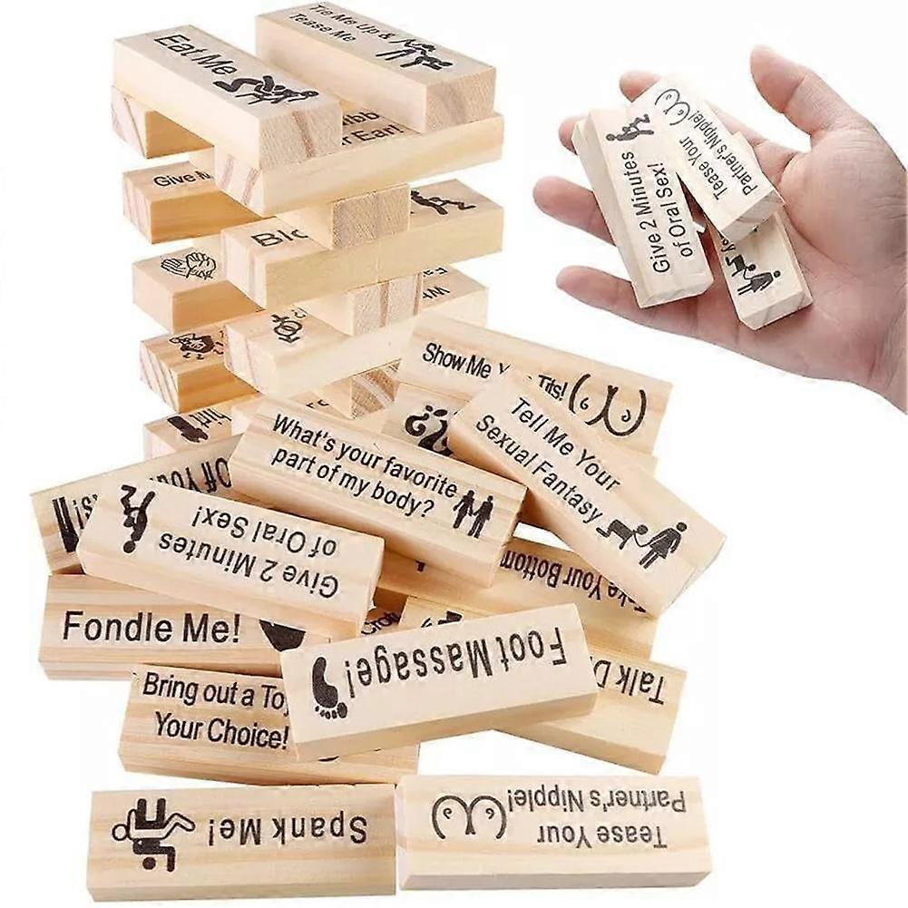 Naughty Block Tower Game Wooden Stacking Blocks For Couples Romantic Fun Reusable Design Enhance Relationship Date Night Gift