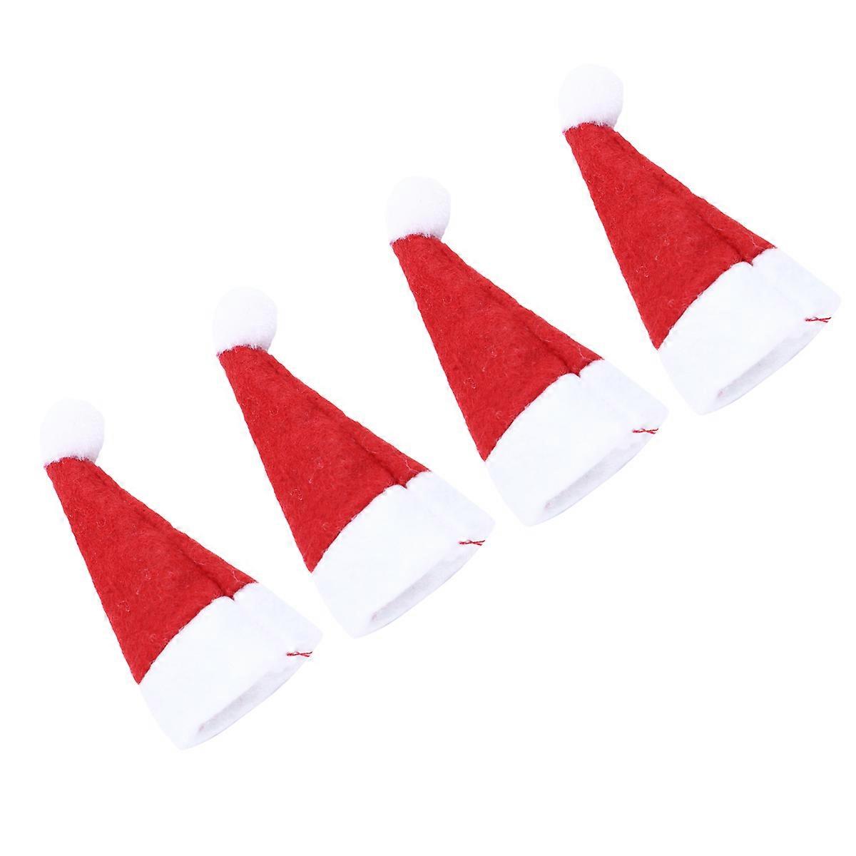 Lollipop Hat Candy Caps Mini Christmas for Decorations 96Pcs Red Nonwoven