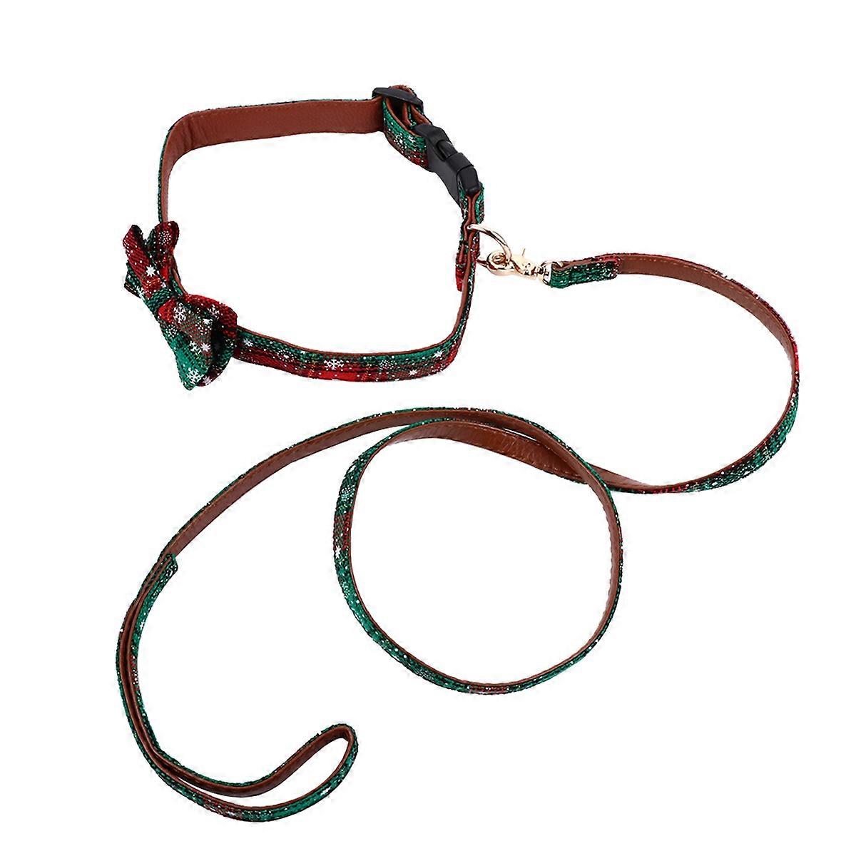 Christmas Dog Collar and Leash Set with Bow Ties for Pets 6Pcs