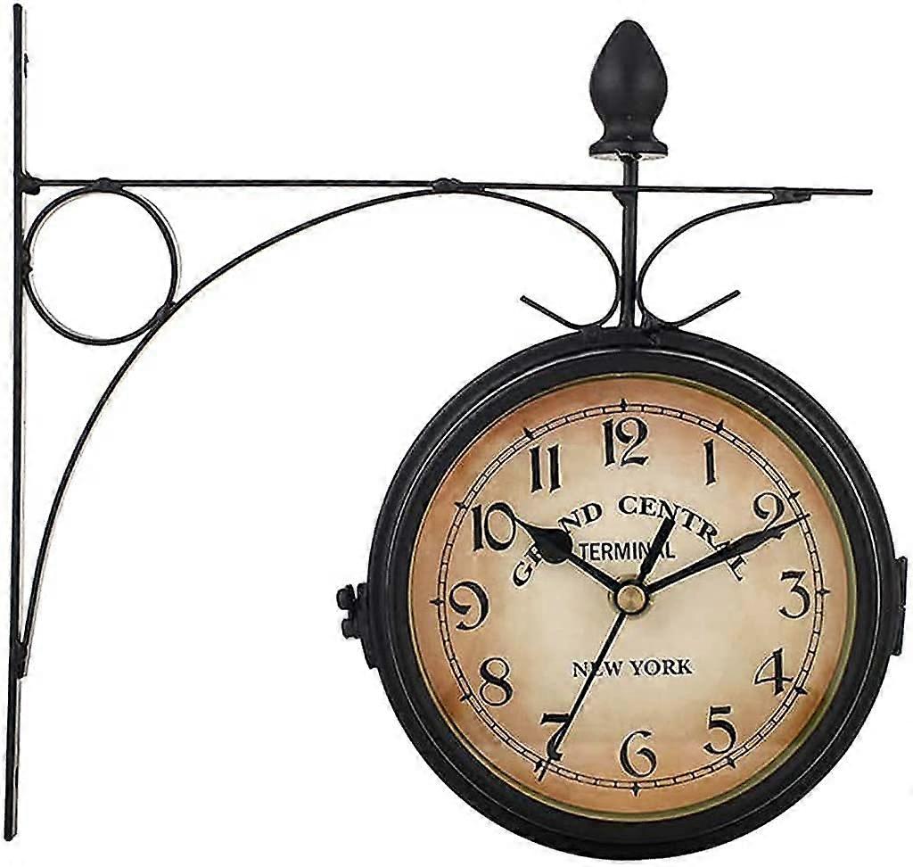Outdoor Garden Wall Clock Wall Mounted DoubleSided Clock With Arabic Numerals Silent Movement